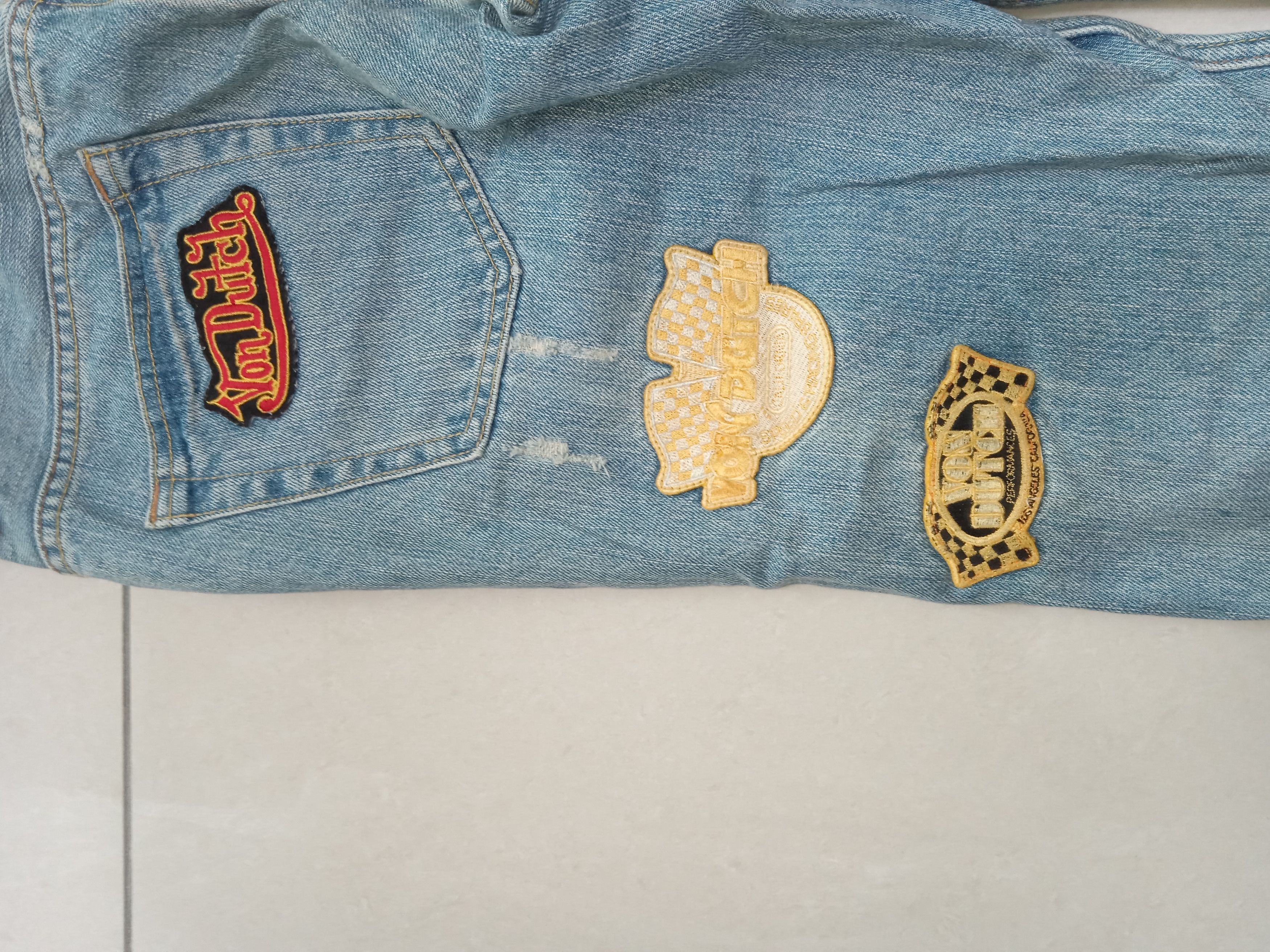 Distressed Denim - Von Dutch Japan Patchwork Y2K Denim Jeans - 6