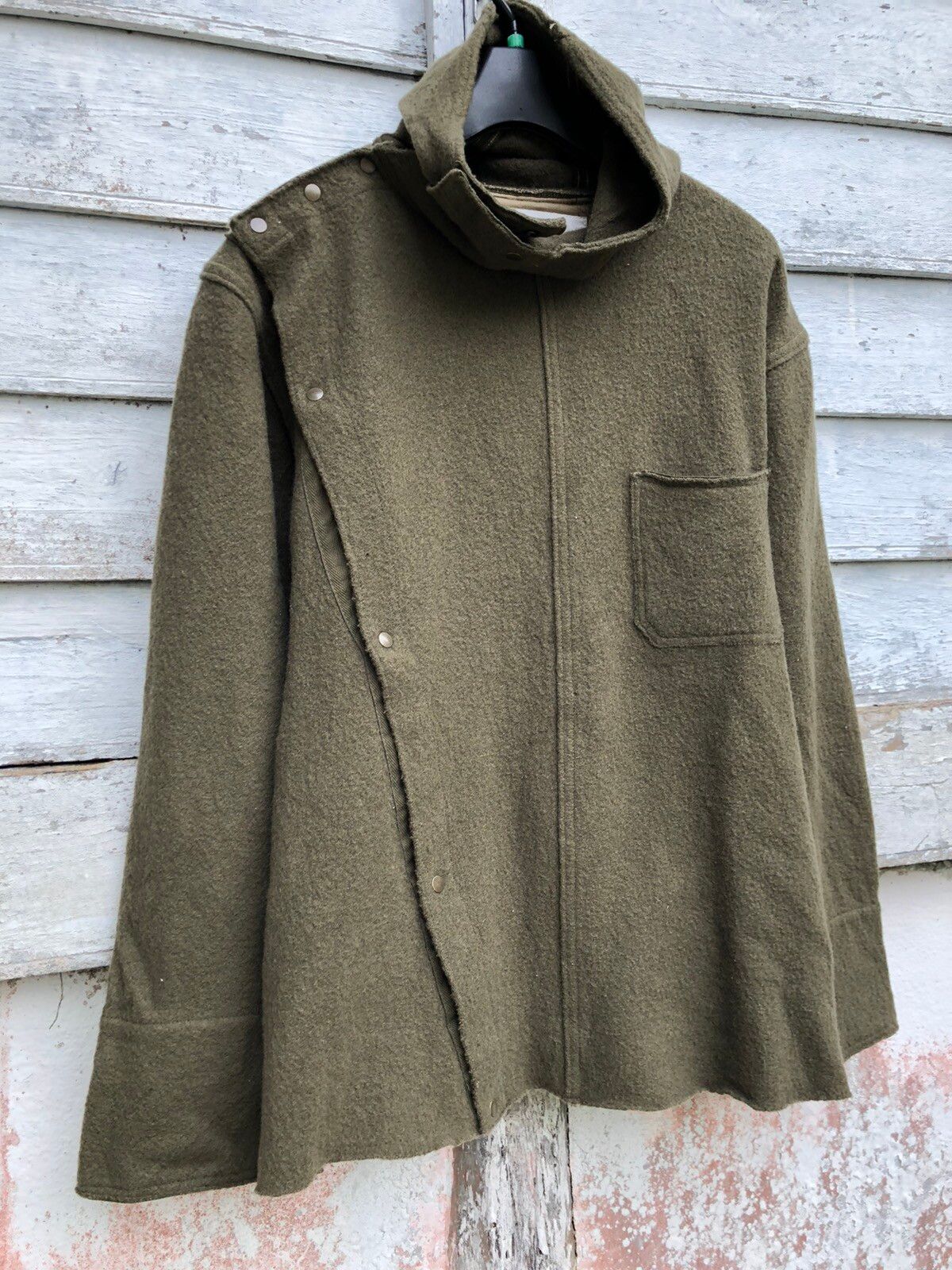 Kapital Wool Asymmetrical Button Hoodie Jacket - 3
