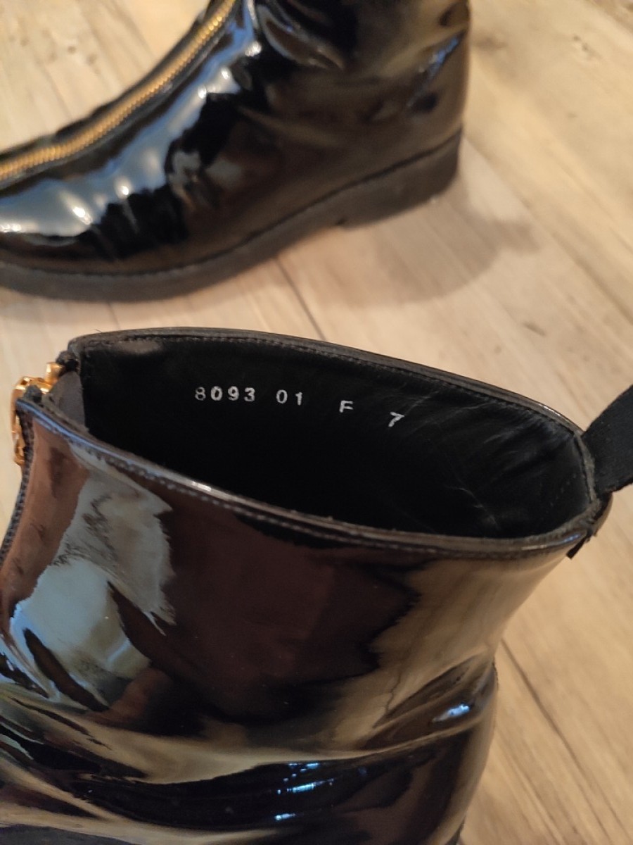 Denis Simachev - Black polished leather front zip boots.Like Saint Laurent - 6