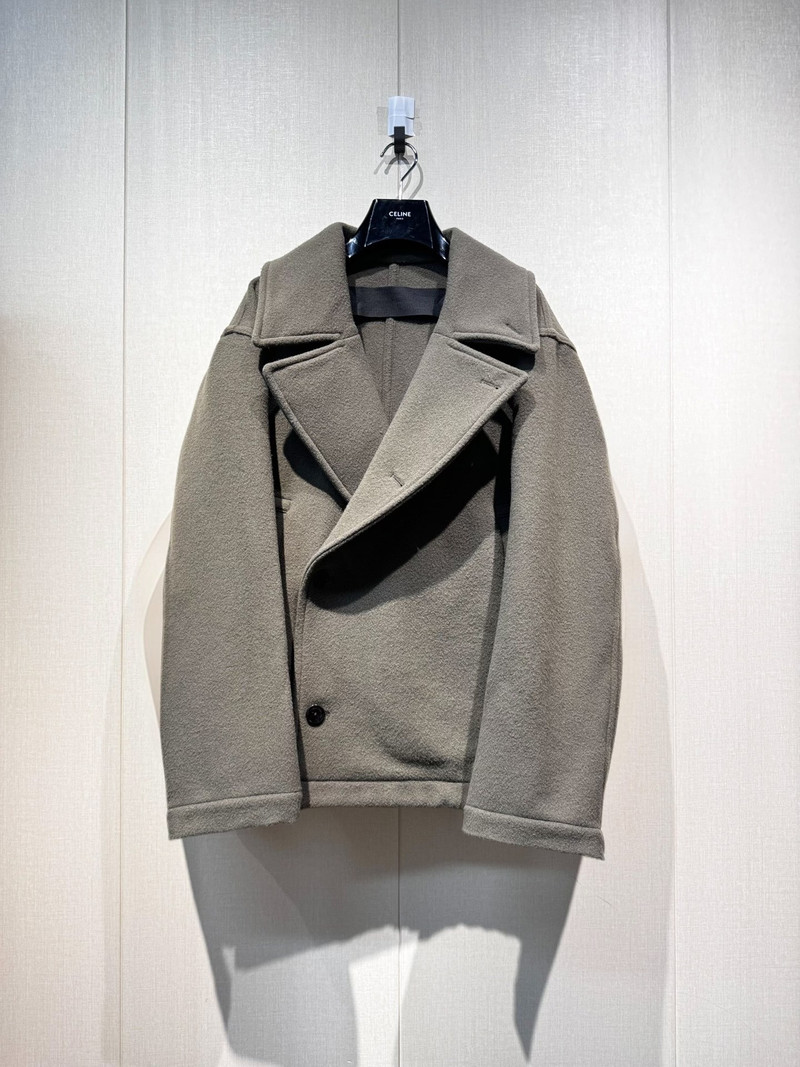 LEMAIRE: Brown Boxy Peacoat - 1