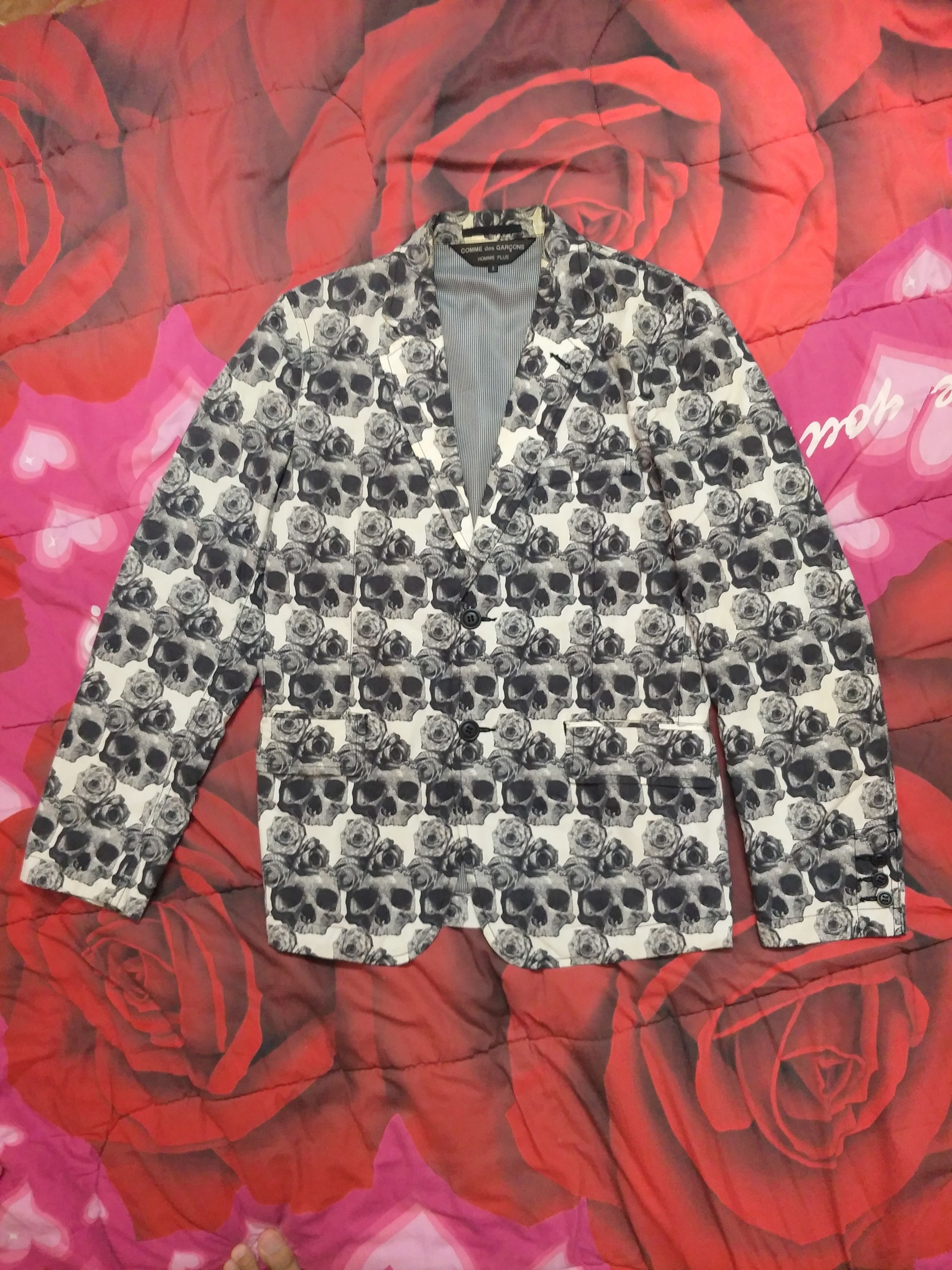 🔥S/S10 Runway Skull Roses Gray Coat Blazer CDG - 3