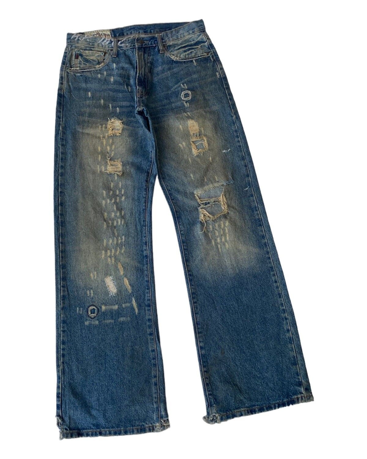 🔥FLARE JEANS RUSTY BAGGY ABERCROMBIE & FITCH DISTRESS DENIM - 3