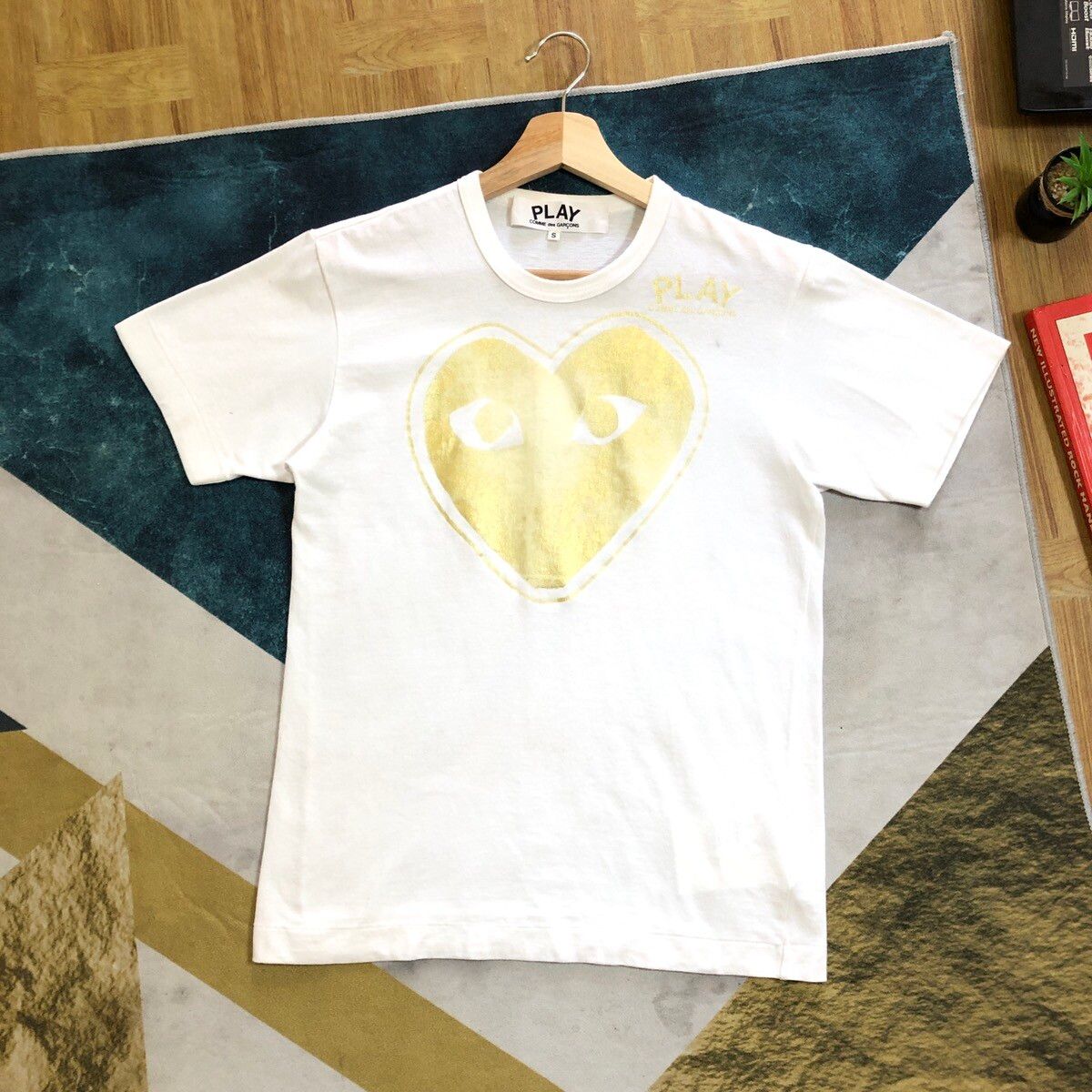 Comme Des Garcons Fades Gold Print CDG Play Tee - 1