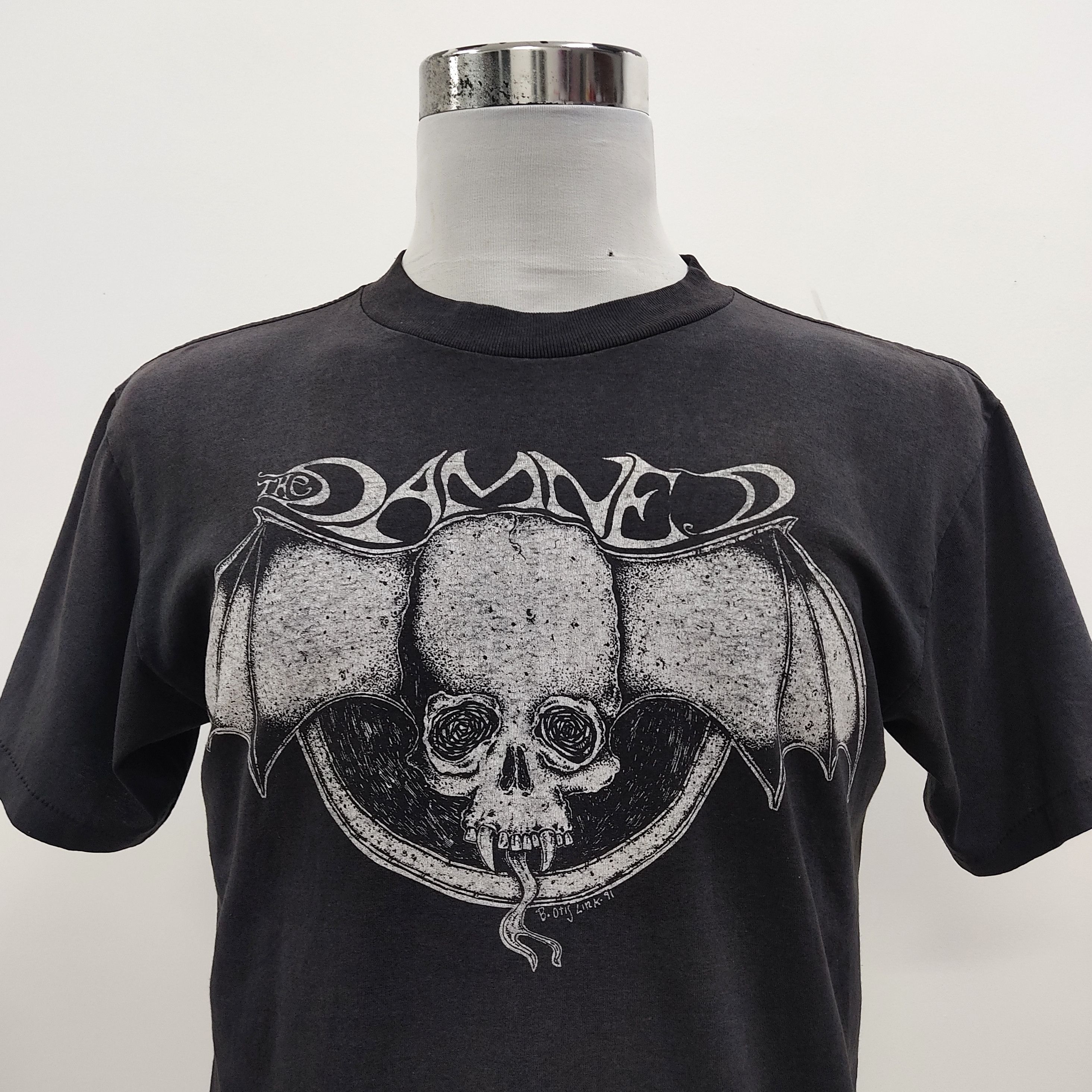 Vintage The DAMNED B.Otis Link Bat Skull 1991 Tour T-shirt - 3