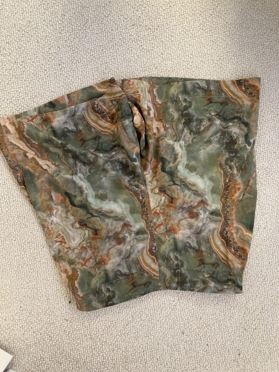 Deveaux - Marble-print Green Silk Shorts - 3
