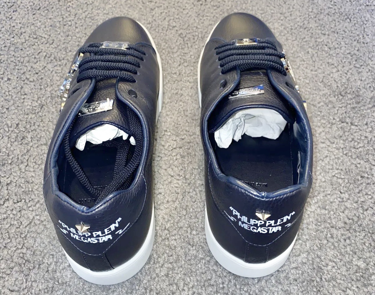 Men's Philipp Plein Low-Top Signature Sneakers Grey - Size 44 - Brand  New w/Box