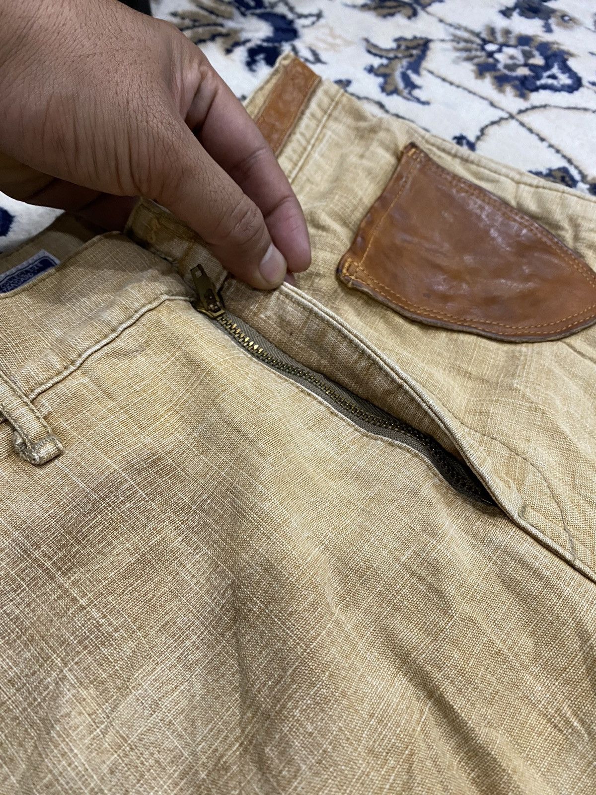 Kapital Kurashiki Leather Patch Pocket Flared Monkey Pants - 12