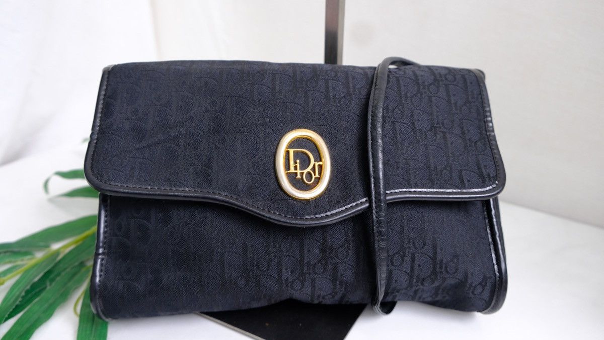 Vintage Dior Trotter Canvas Cross body Shoulder Bag Black - 2