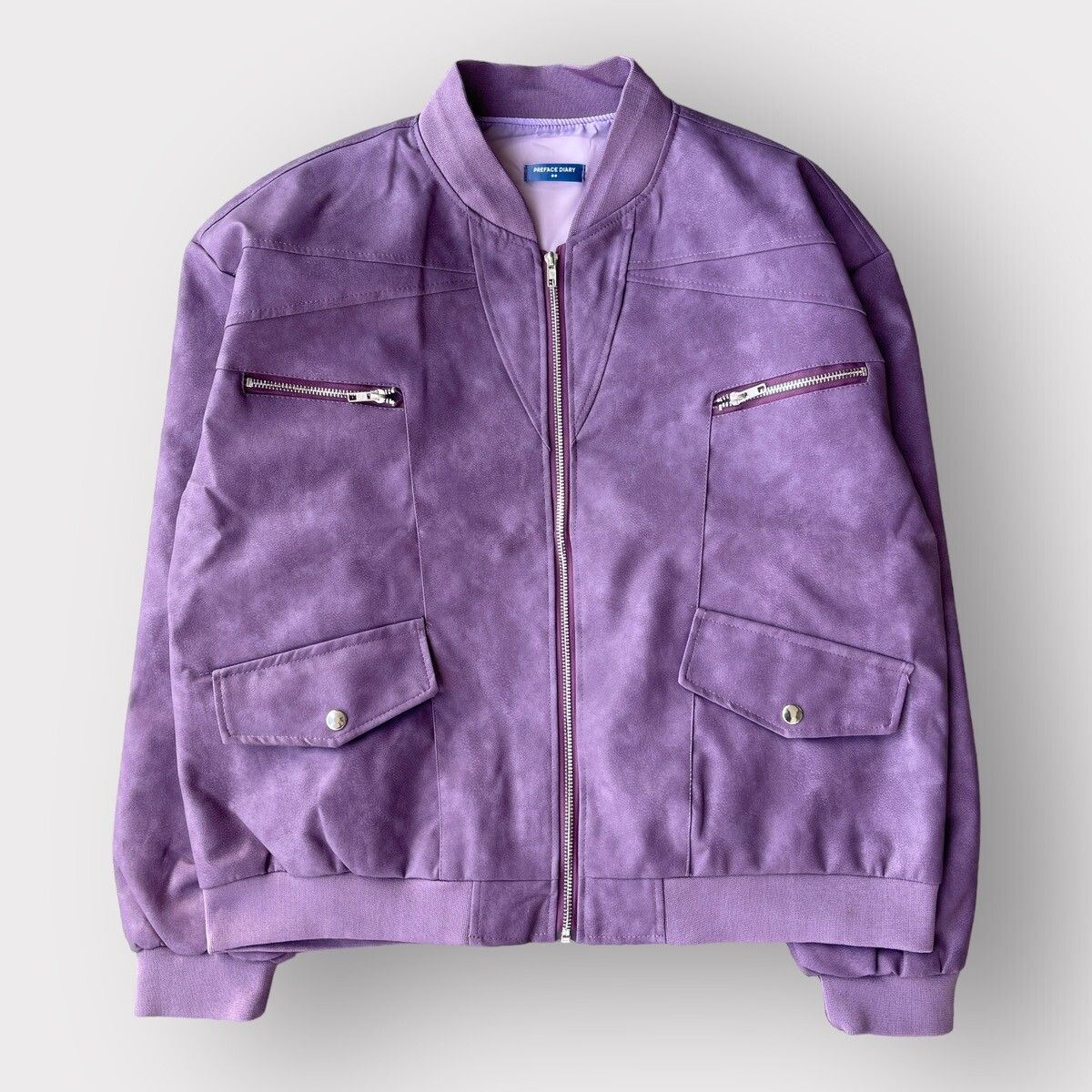 Vintage - STEAL! 2000s Suede Purple Bomber Jacket (L) - 7