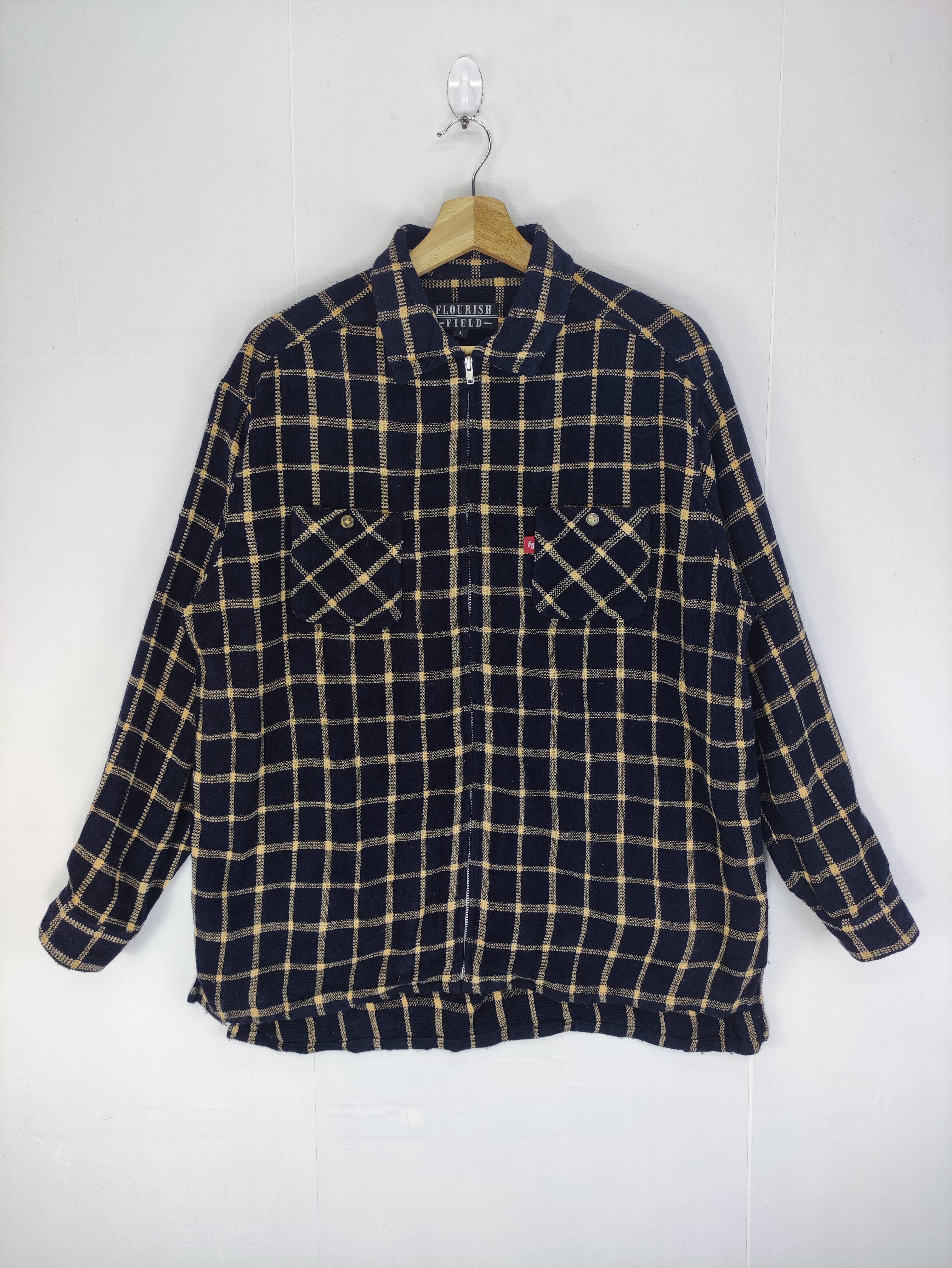 Vintage Flourish Field Jacket Checkered Zipper - 1