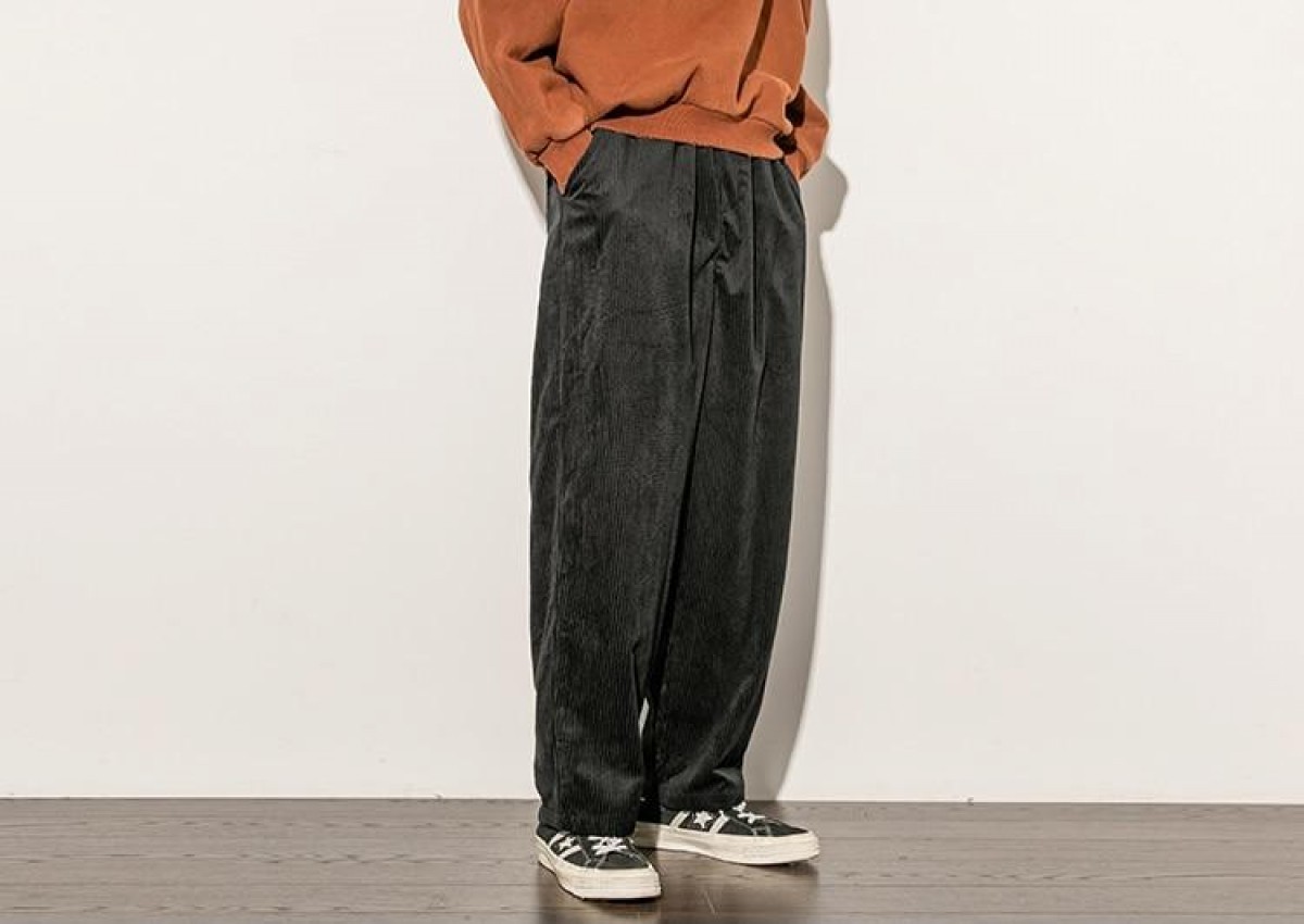 Japanese Brand - Black asap rocky style velour corduroy pants - 1