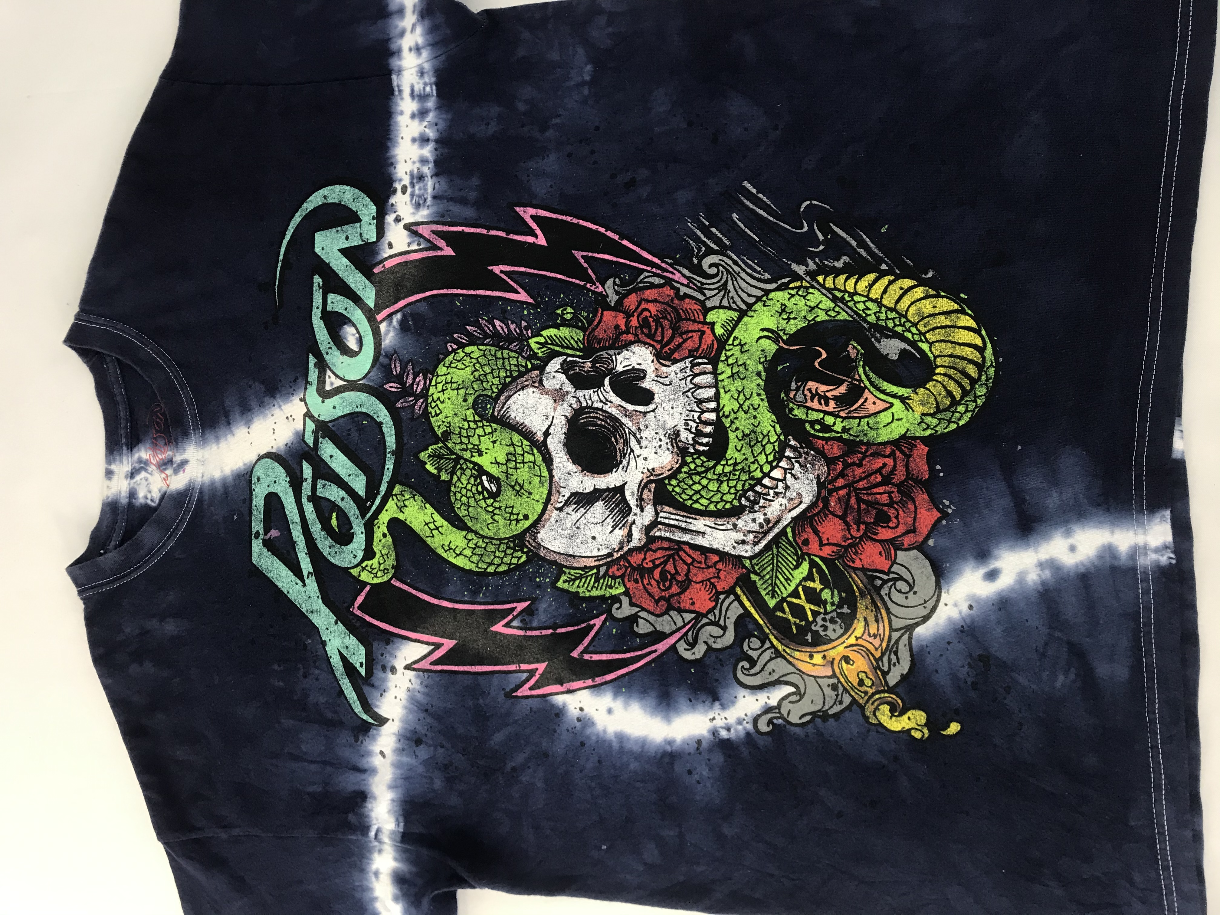 Band Tees - Poison Glam Metal Band Skull Snake Rose Bone Spiral Tie Dye - 3