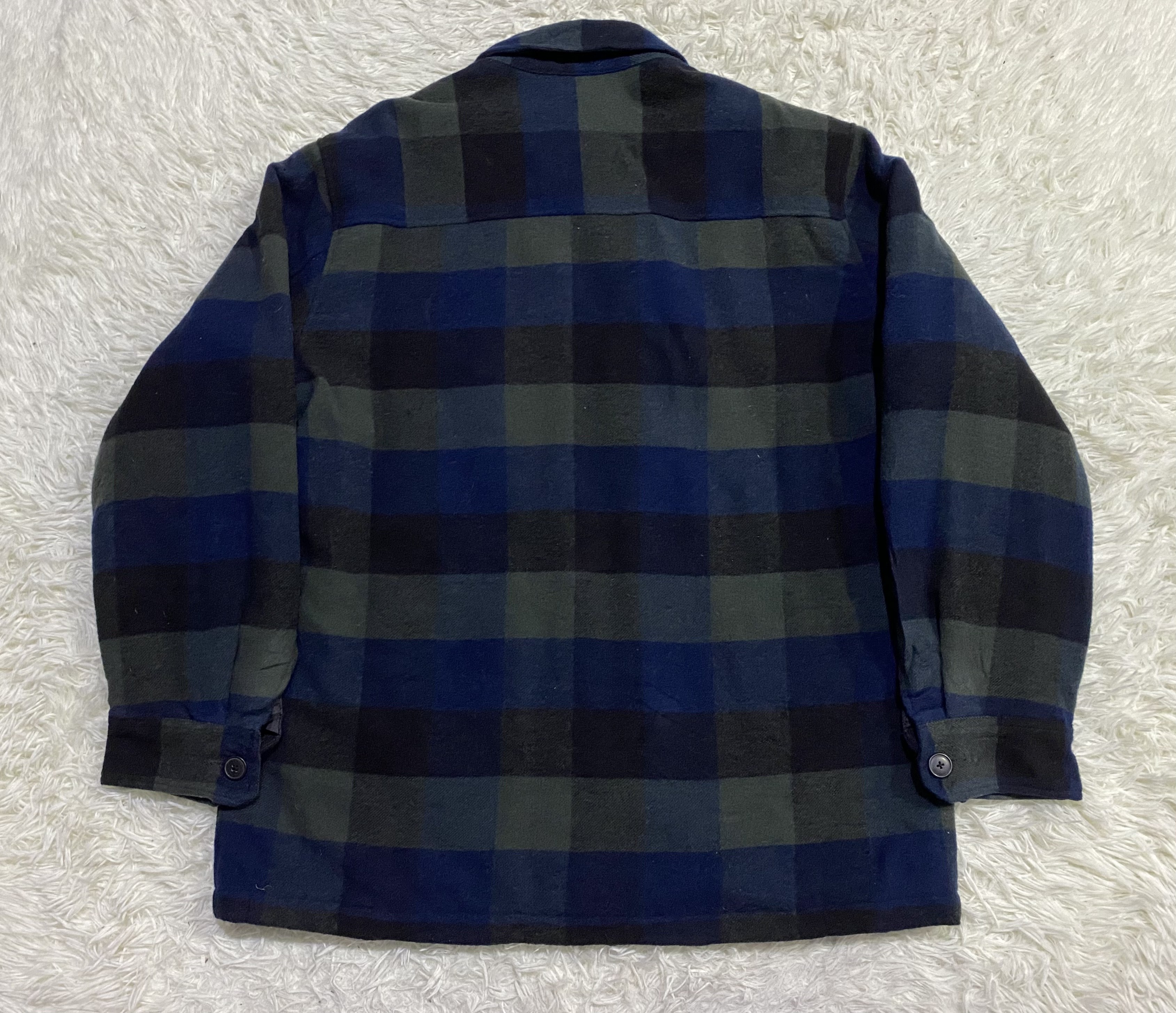 Flannel - Vintage Uniqlo Quilted Wool Blend Checked Flannel - 5