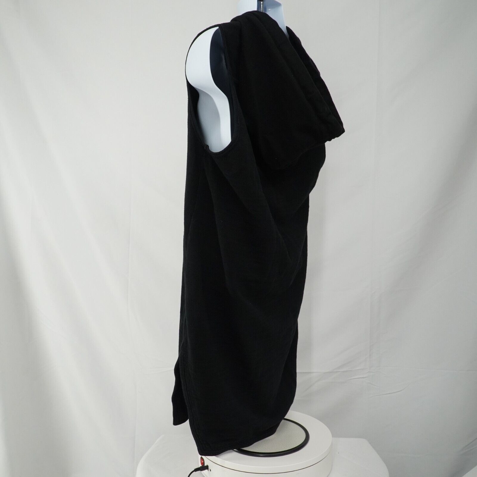 Black Zip Up Sleeveless Jacket Hoodie Cotton - Medium - 12