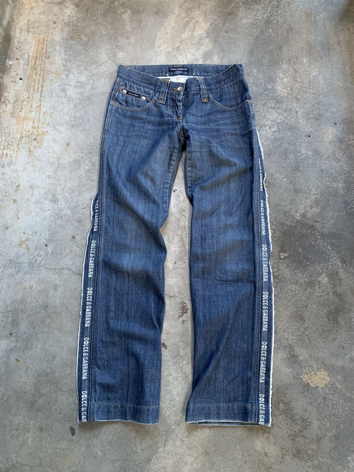 🔥VERY RARE🔥 Dolce gabbana Spellout Side Tape Jeans Denim - 1