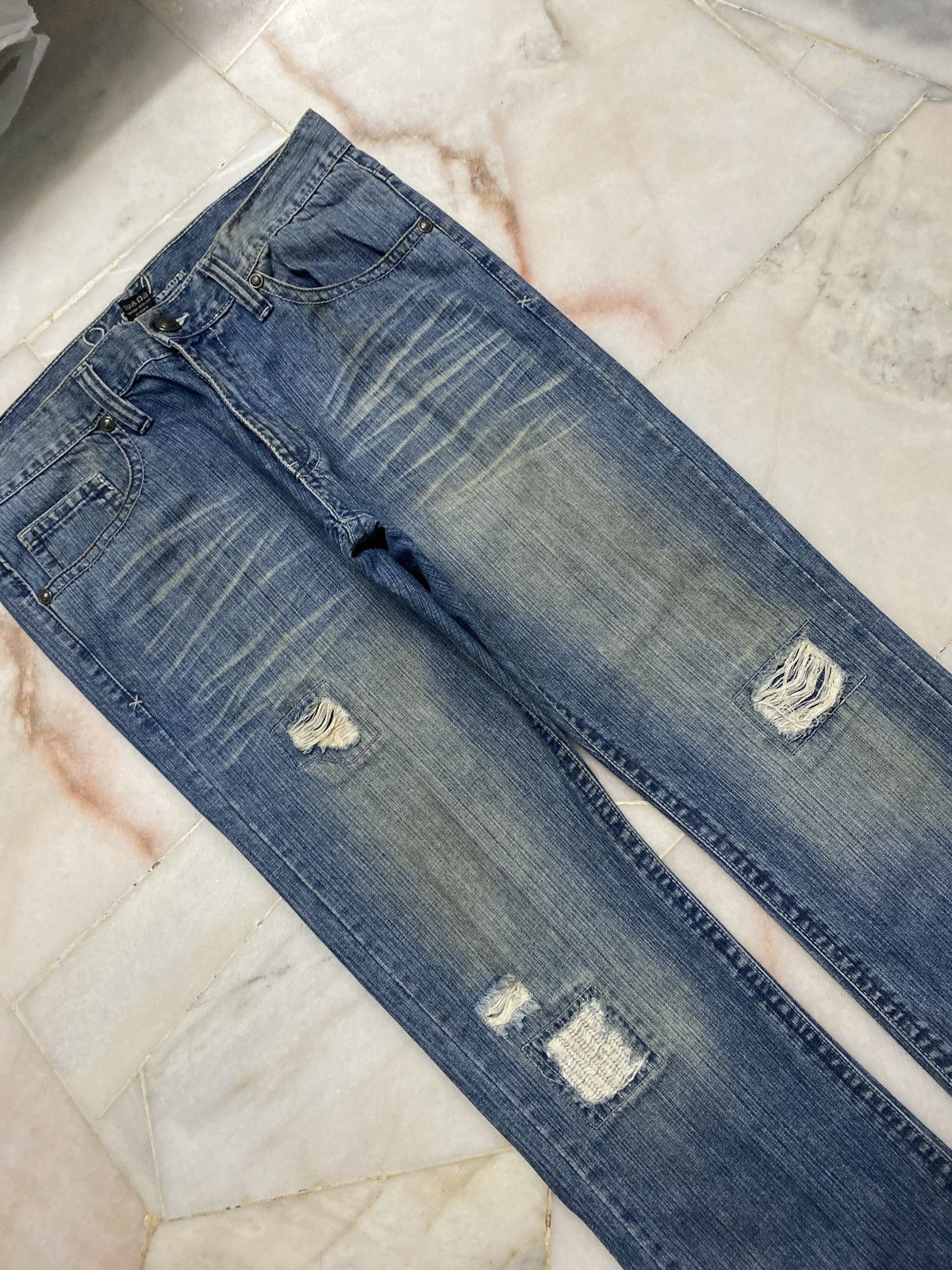 💥Flare💥Vintage 90s Style Royal Mudwash Distress Ripped Jean - 6