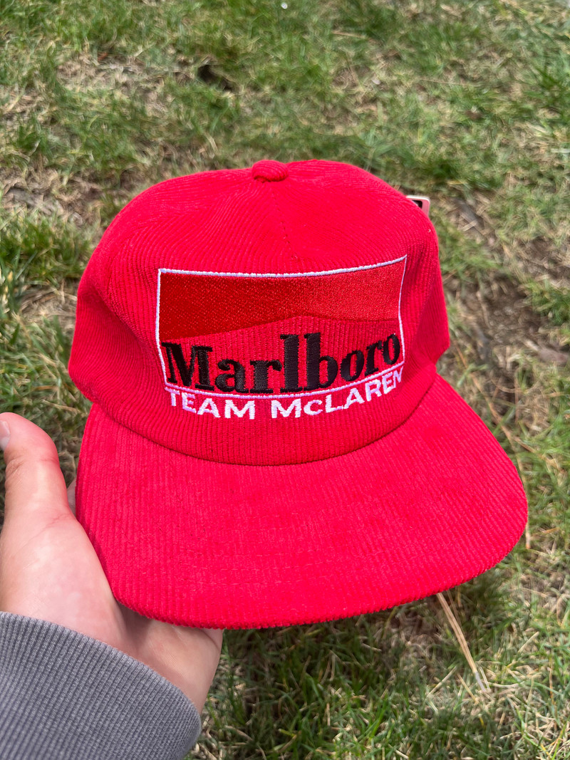 Deadstock Marlboro Team McLaren Embroidered Logo Corduroy Hat - 1