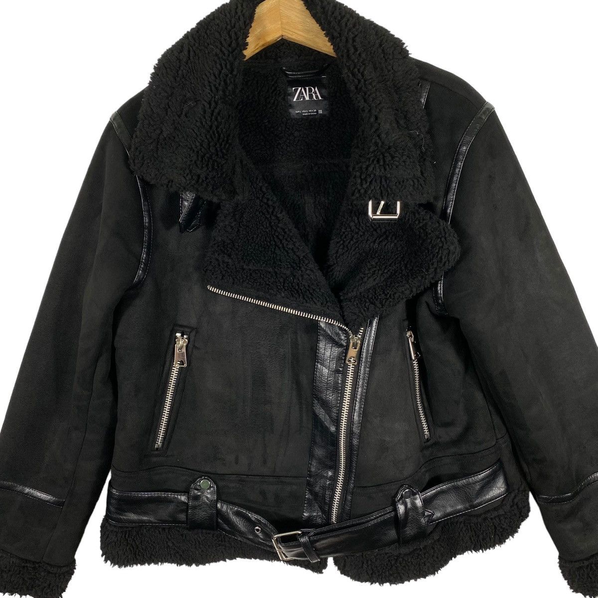 Zara Black Faux Suede Jacket - 4