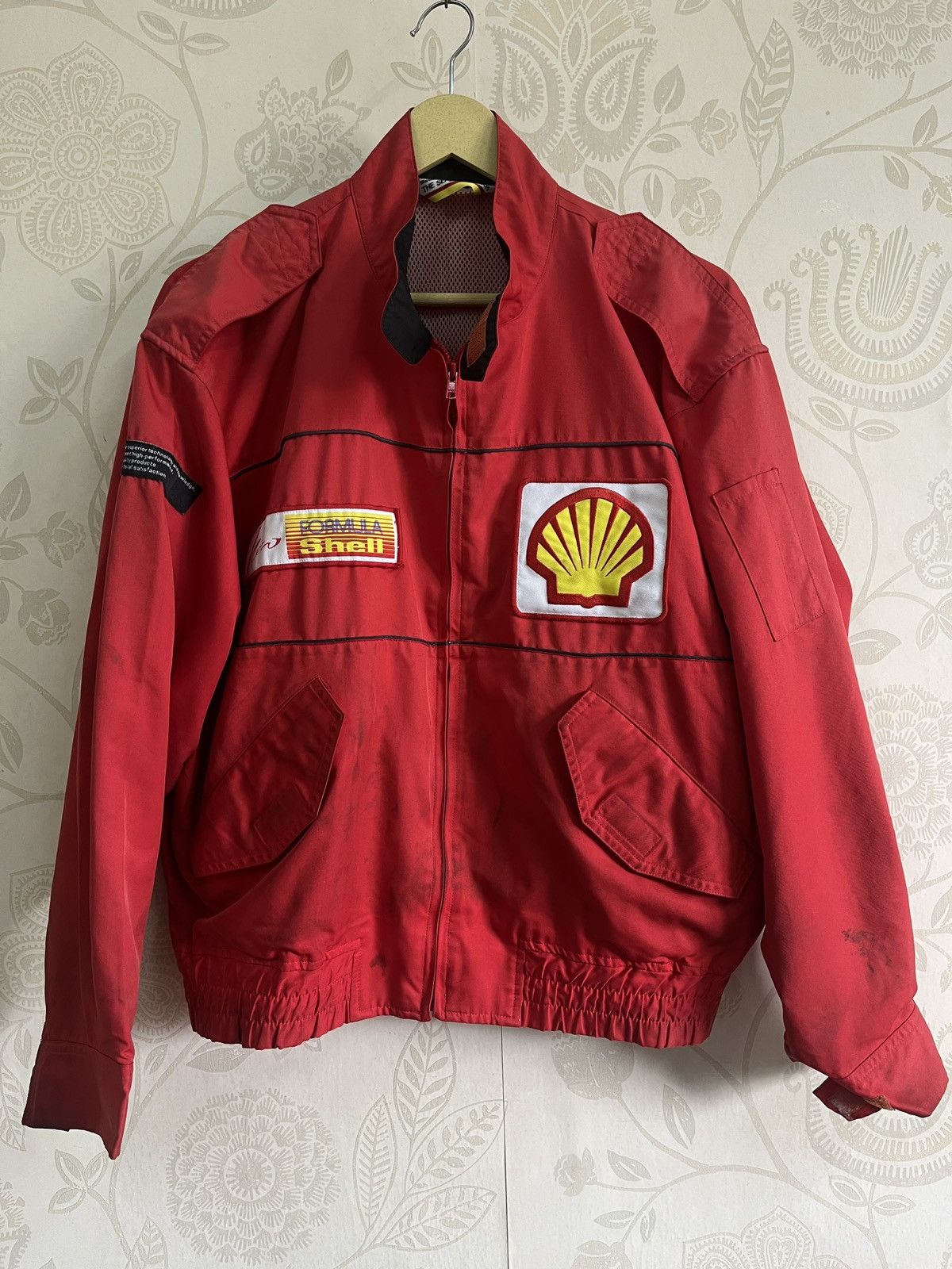 Vintage Japan Formula 1 Shell Workers Dirty Bomber Jacket - 1