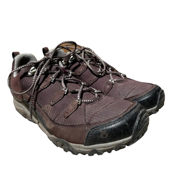 Oboz Juniper Trail Hiking Shoes Low Top Lace Up Mesh Leather Plum Size 9.5 - 1