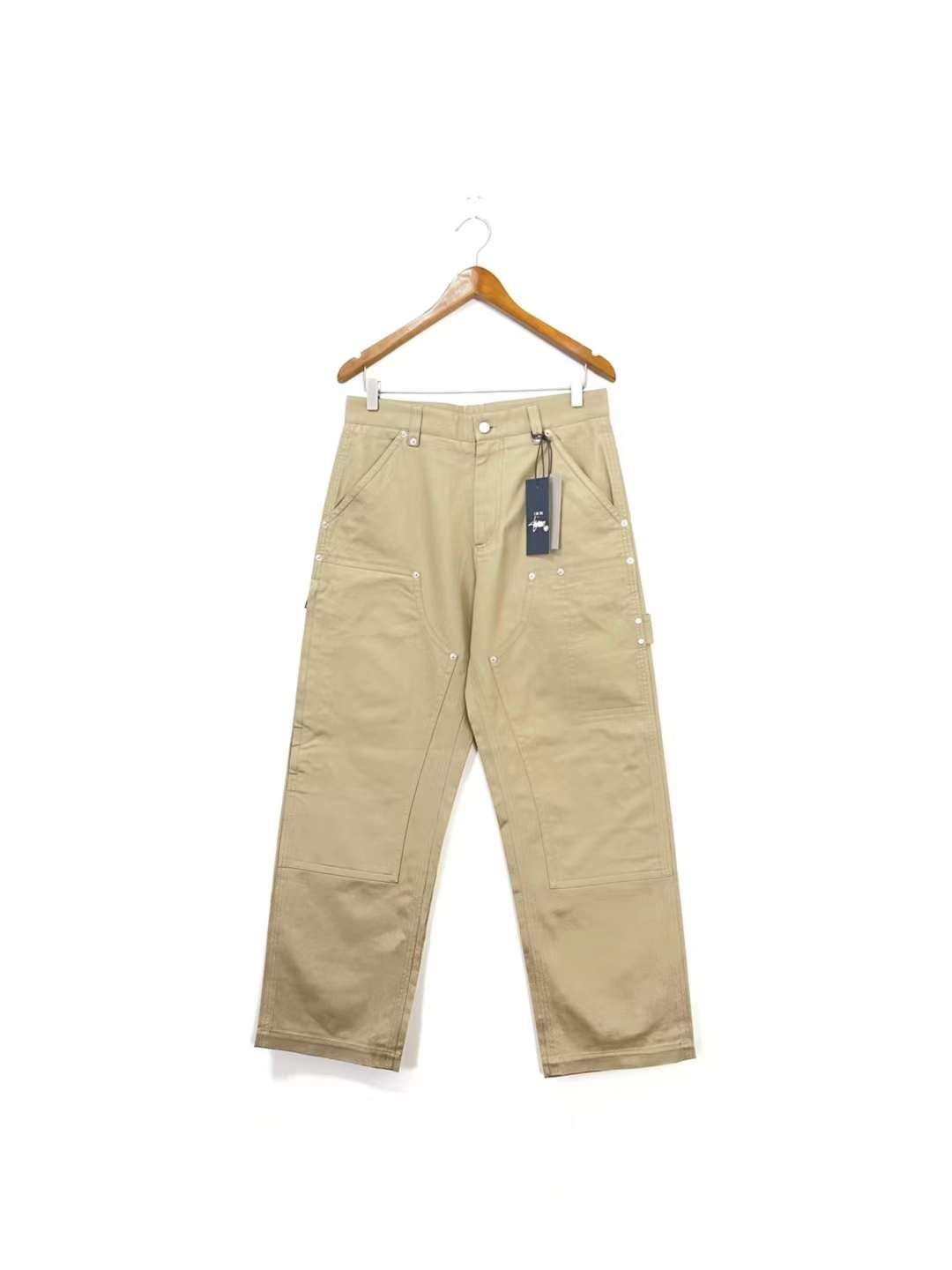 Khaki cargo pants with bee embroidery - 1