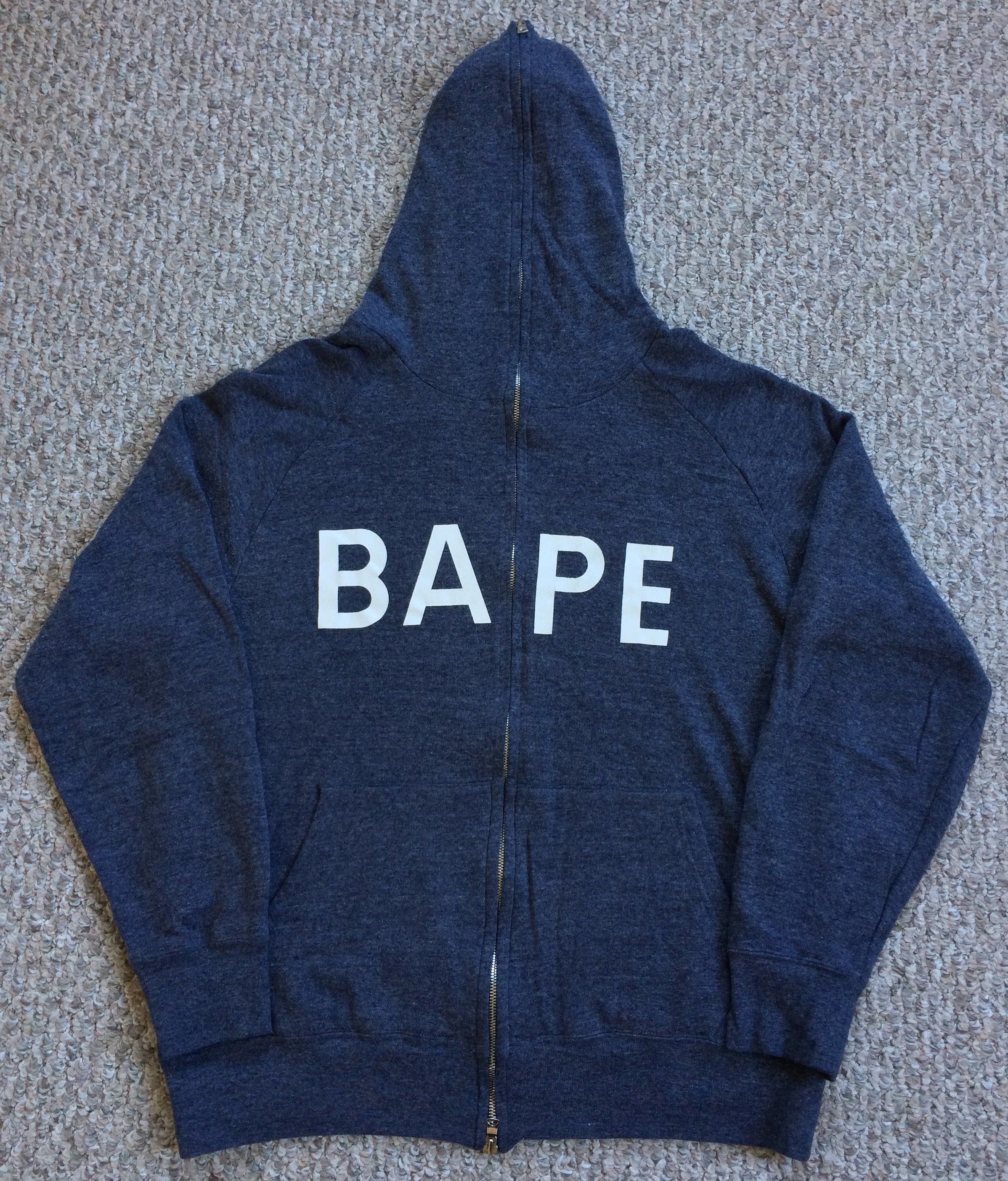 OG Bape Full Zip Thermal Spellout Hoodie - 1