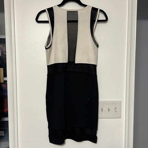 Sauce Black + White Color-block Mesh Cut-Out Dress - 5