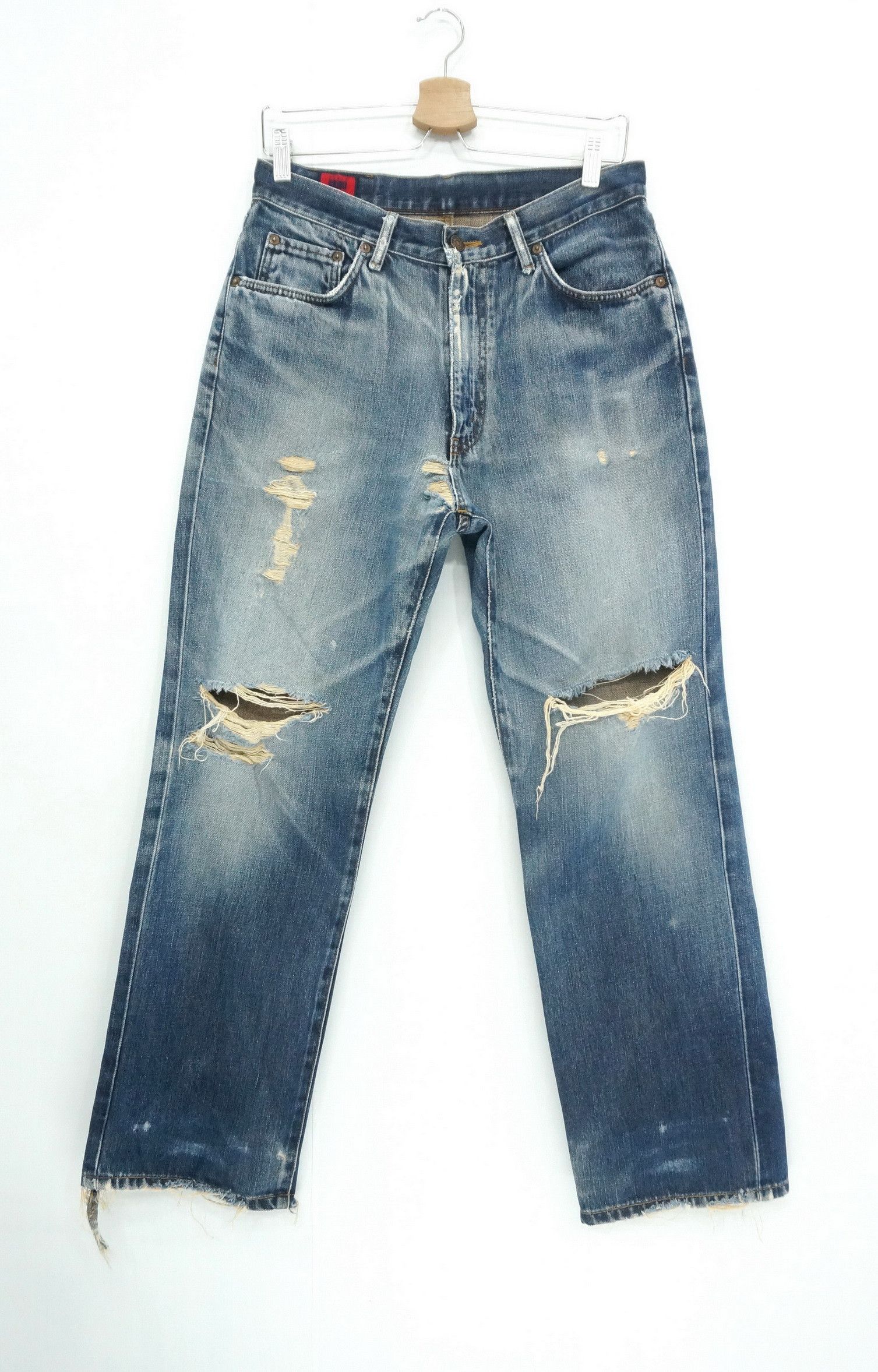 Dope EDWIN 503 Vintage Distressed Blown Knee ThrashJeans - 1