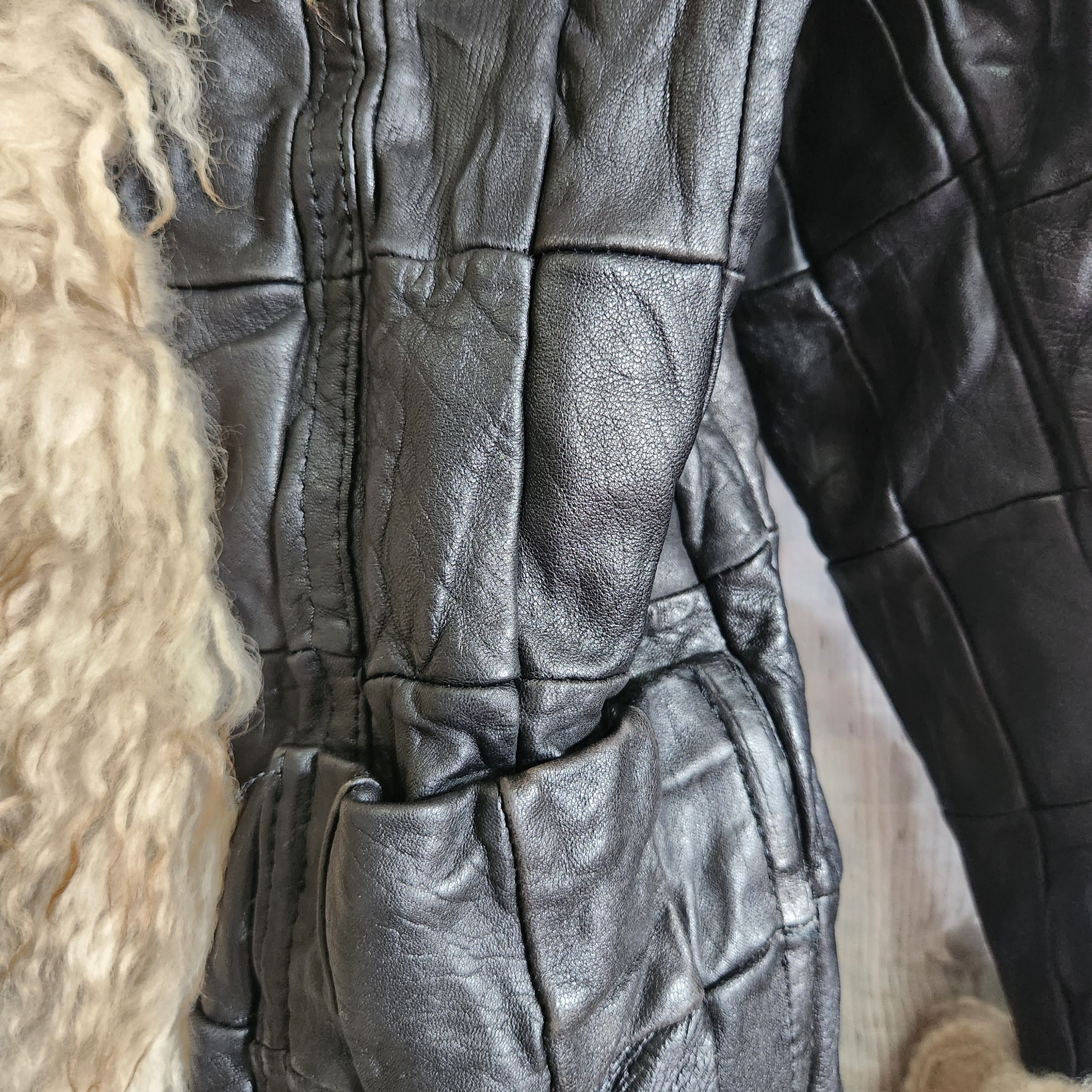 Vintage Patches Genuine Leather Fur Jacket - 12