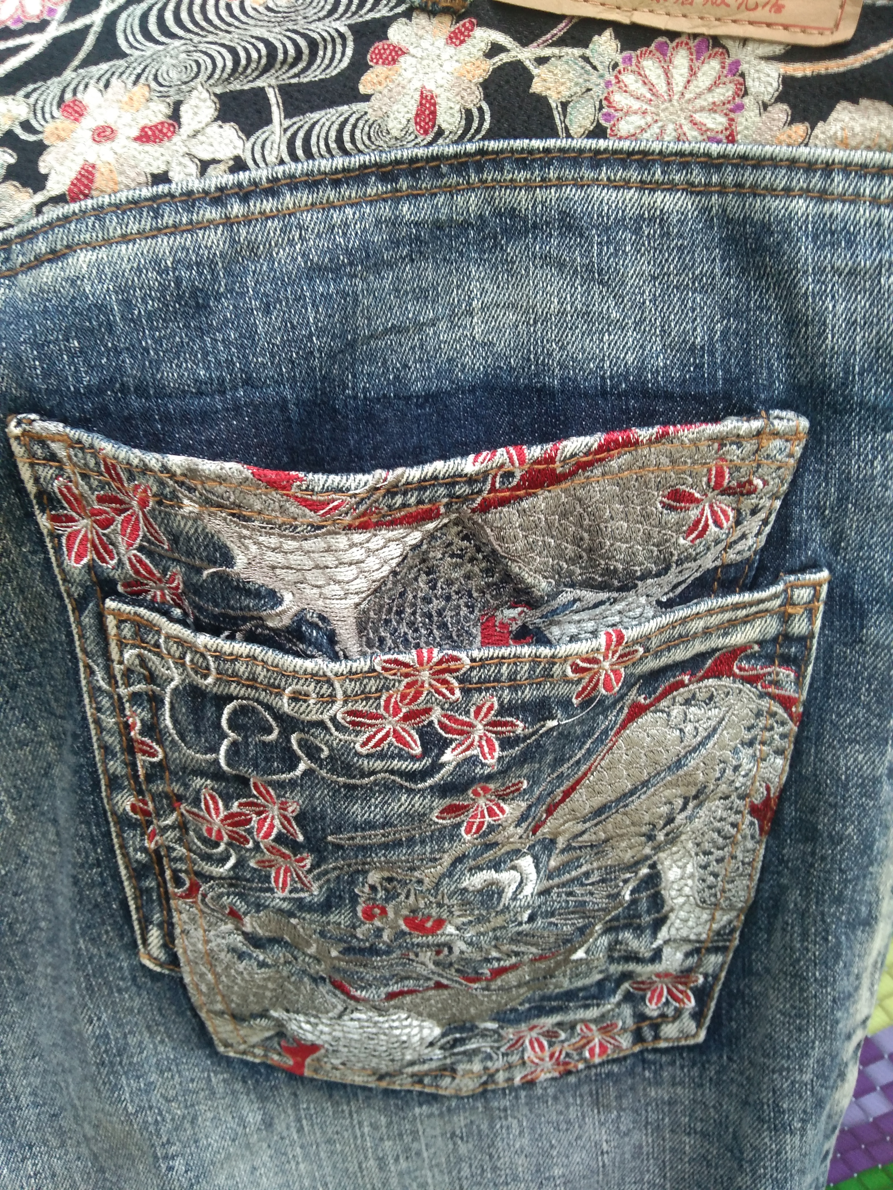 Vintage - VINTAGE SUKAJAN EMBROIDERY FISH KOI & DRAGON JEANS - 2