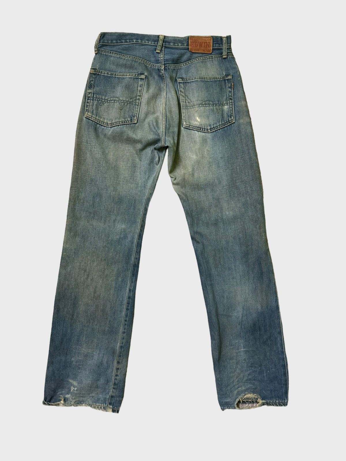 Vintage Edwin 505 Mud Wash Distressed Selvedge Jeans - 2