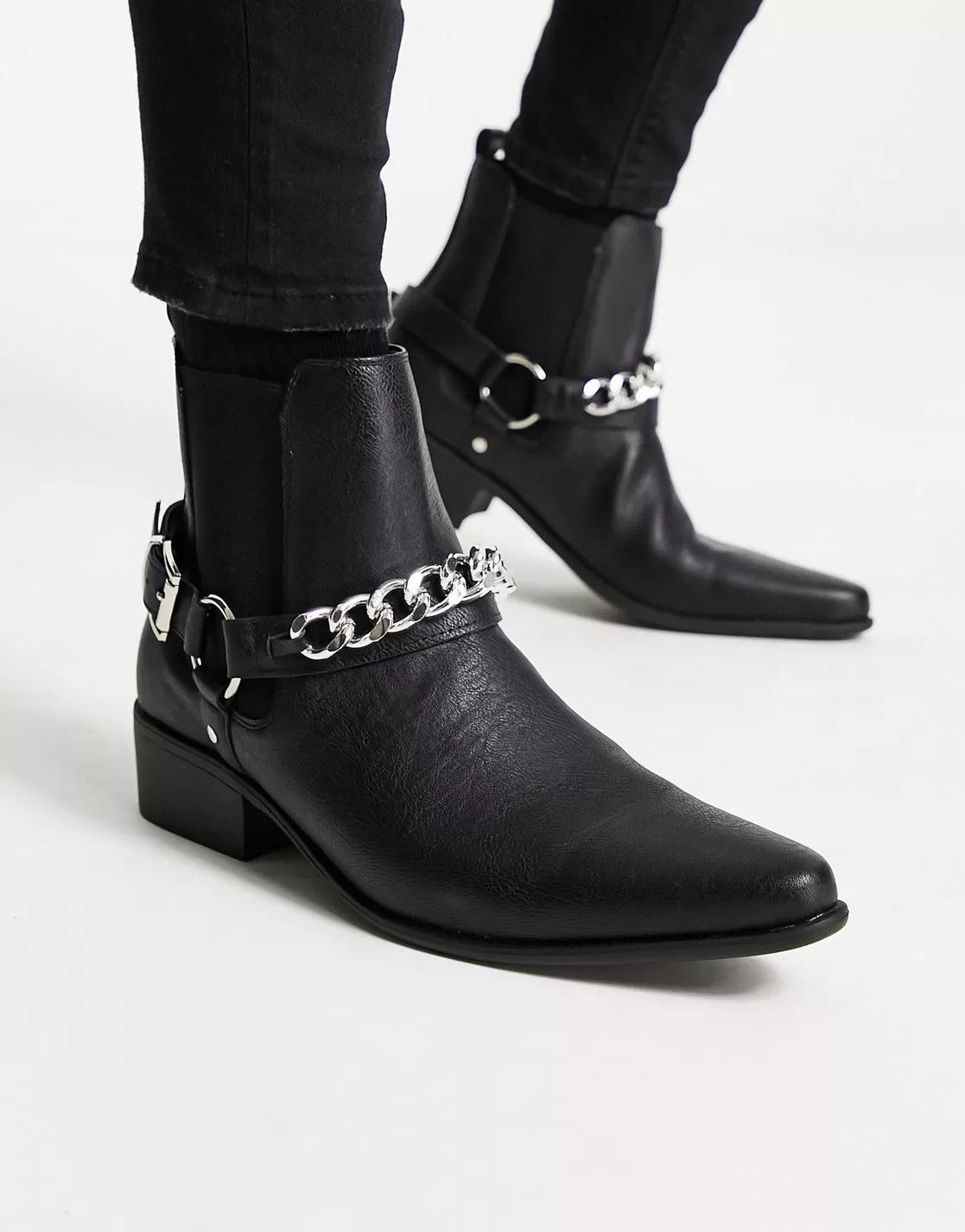 Asos - Truffle Collection Wide Fit Chain Western Boots (SOLDOUT) - 1