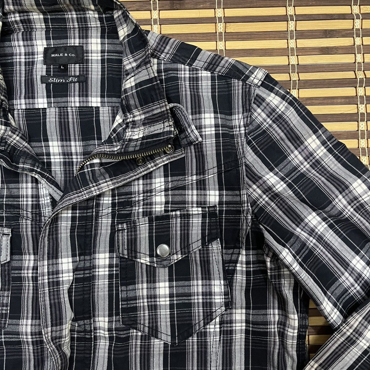 Vintage - Male & Co Slim Fit Flannel Matsuda Shirt Zipper - 5