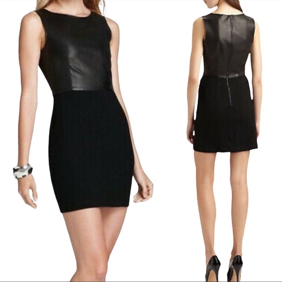 Theory Tirionne CK Classical Combo Leather & Ponte Black Sleeveless Dress - 2