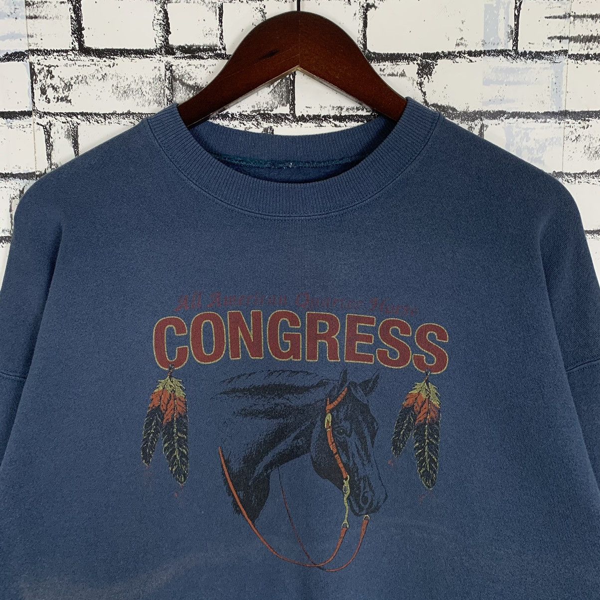 Vintage Congress Animal Design Horse Sweatshirt Crewneck - 2