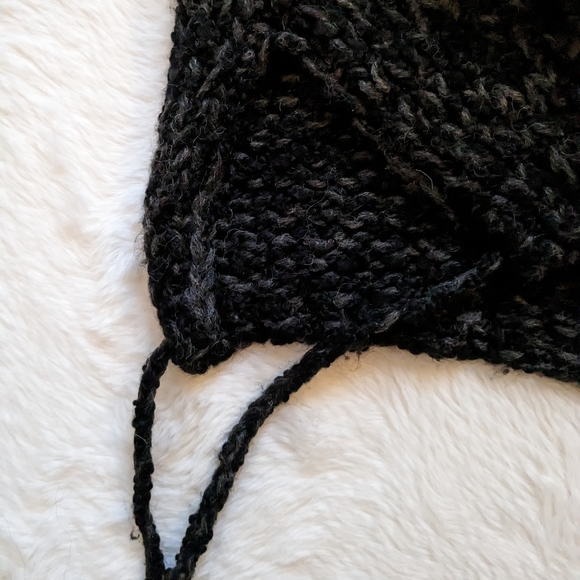 Joan Vass, N.Y. Vintage Hand Knit 100% Wool Boxy Sweater Tassel Ties Small - 6