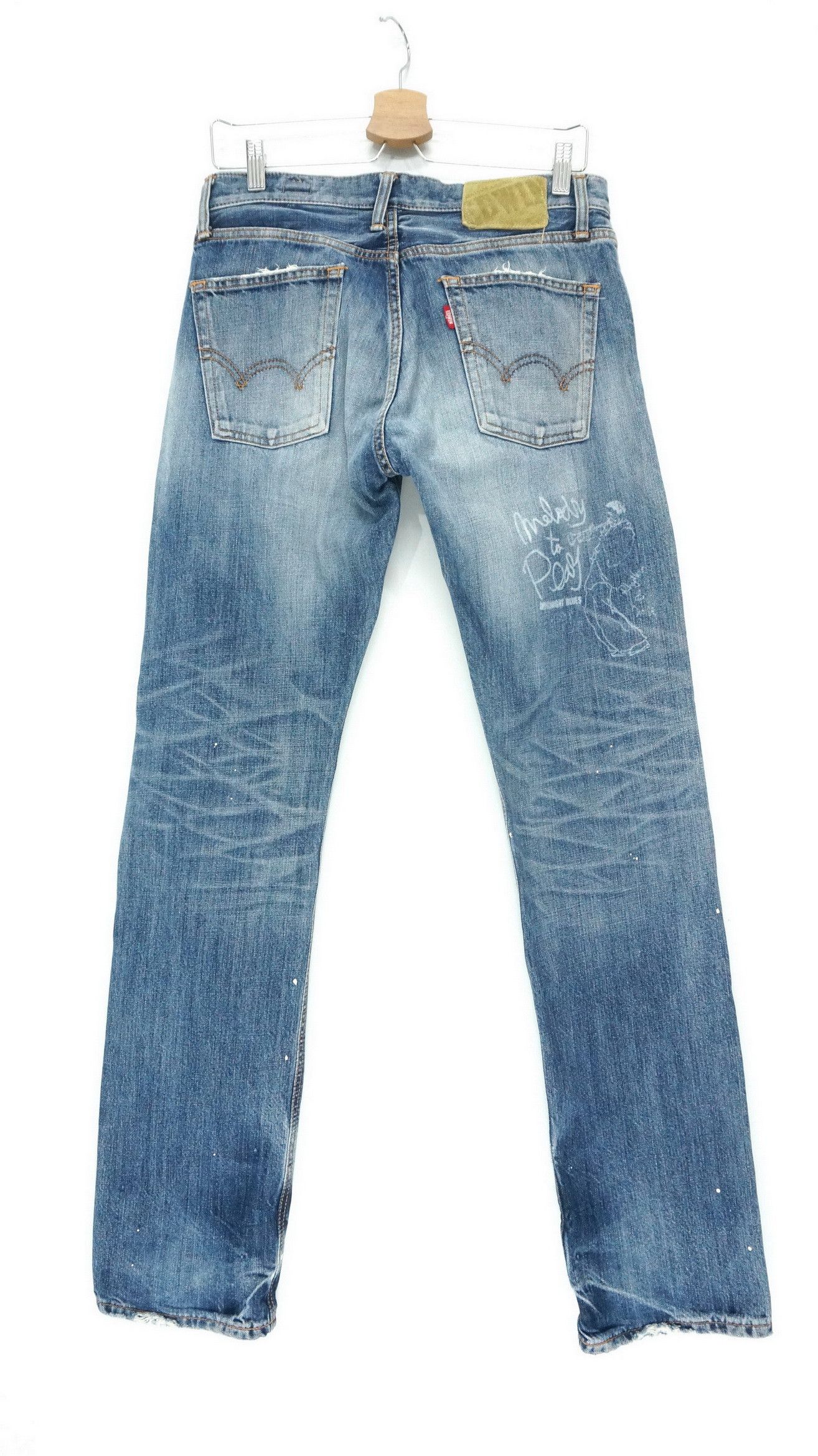 Rare! EDWIN 'Midnight Blues' Reworked Distressed Slim Jeans - 2