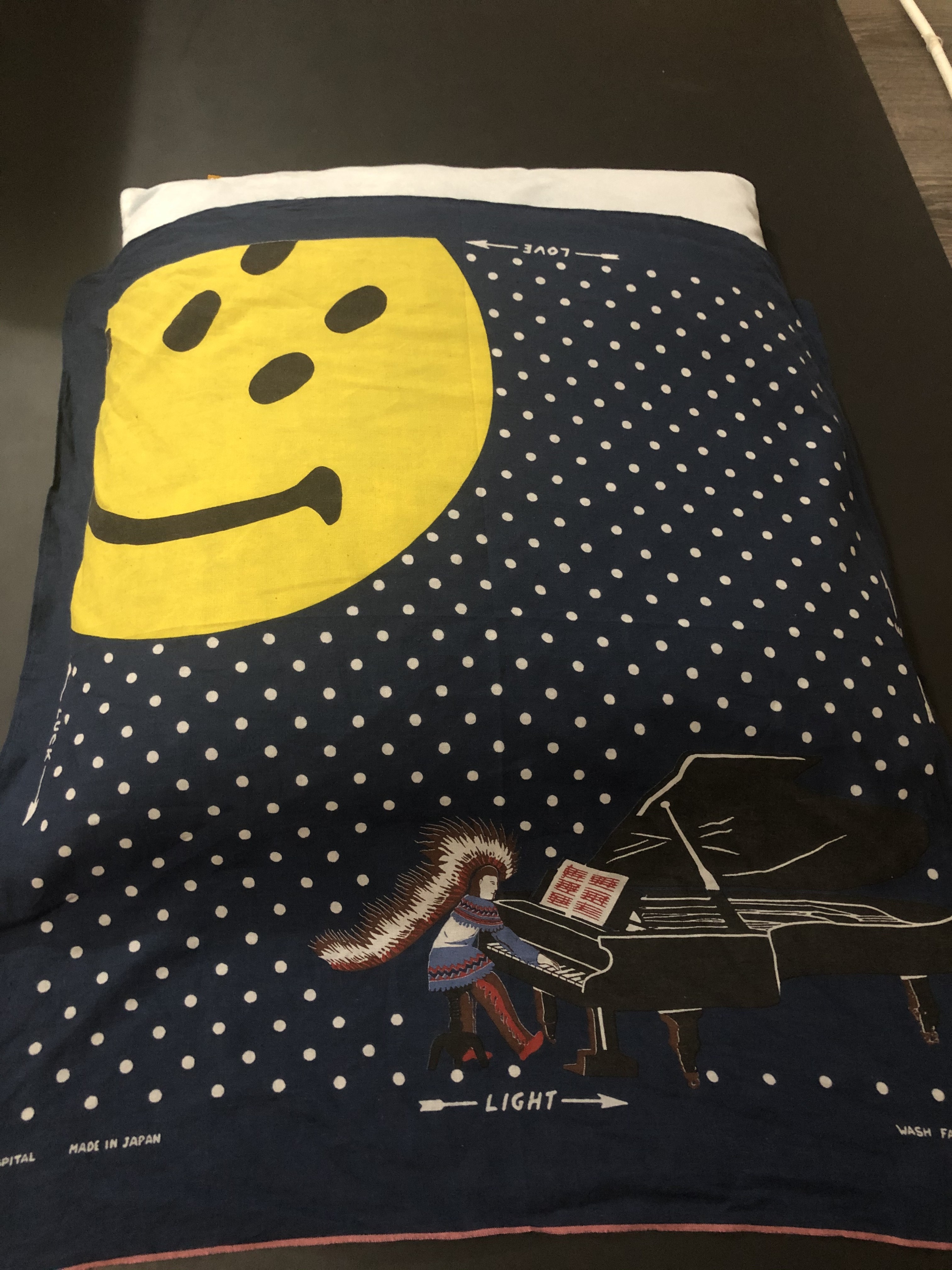 Kapital Navy Fastcolor Piano Rain Moon Smile Bandana - 1