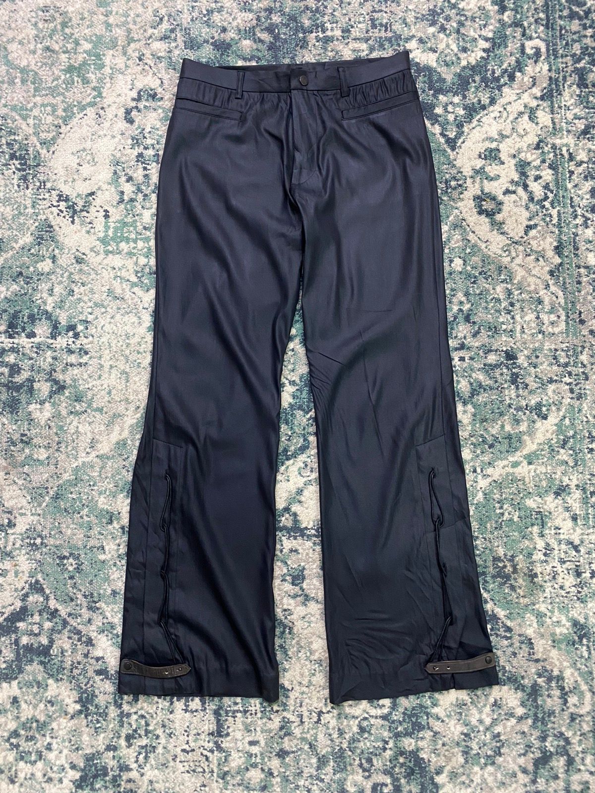 1990s Jean Paul Gaultier Homme Black Nylon Laced Flared Pant - 2