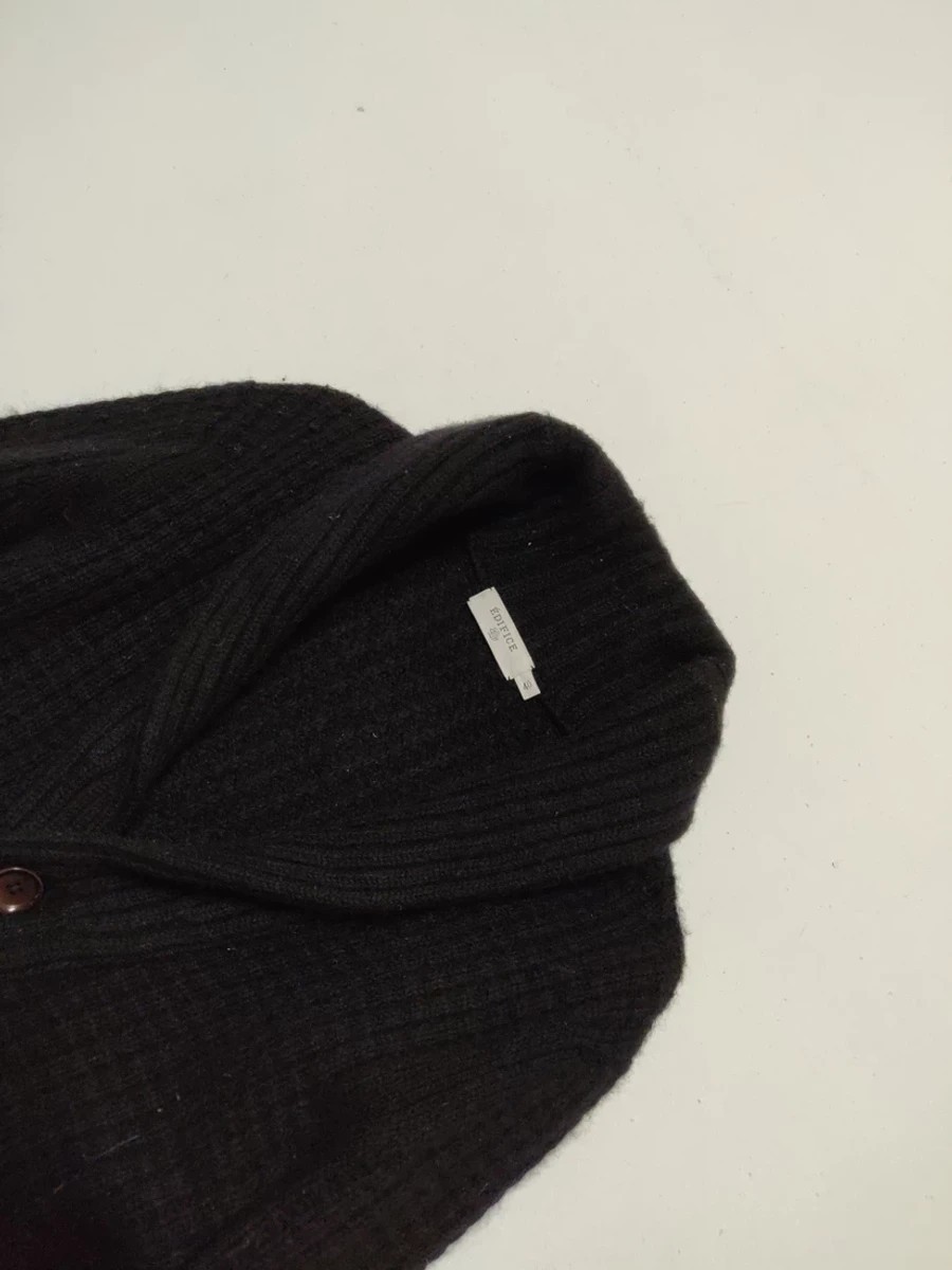 Black - Button Up Knitwear Jacket Coat Parka Tops - 2