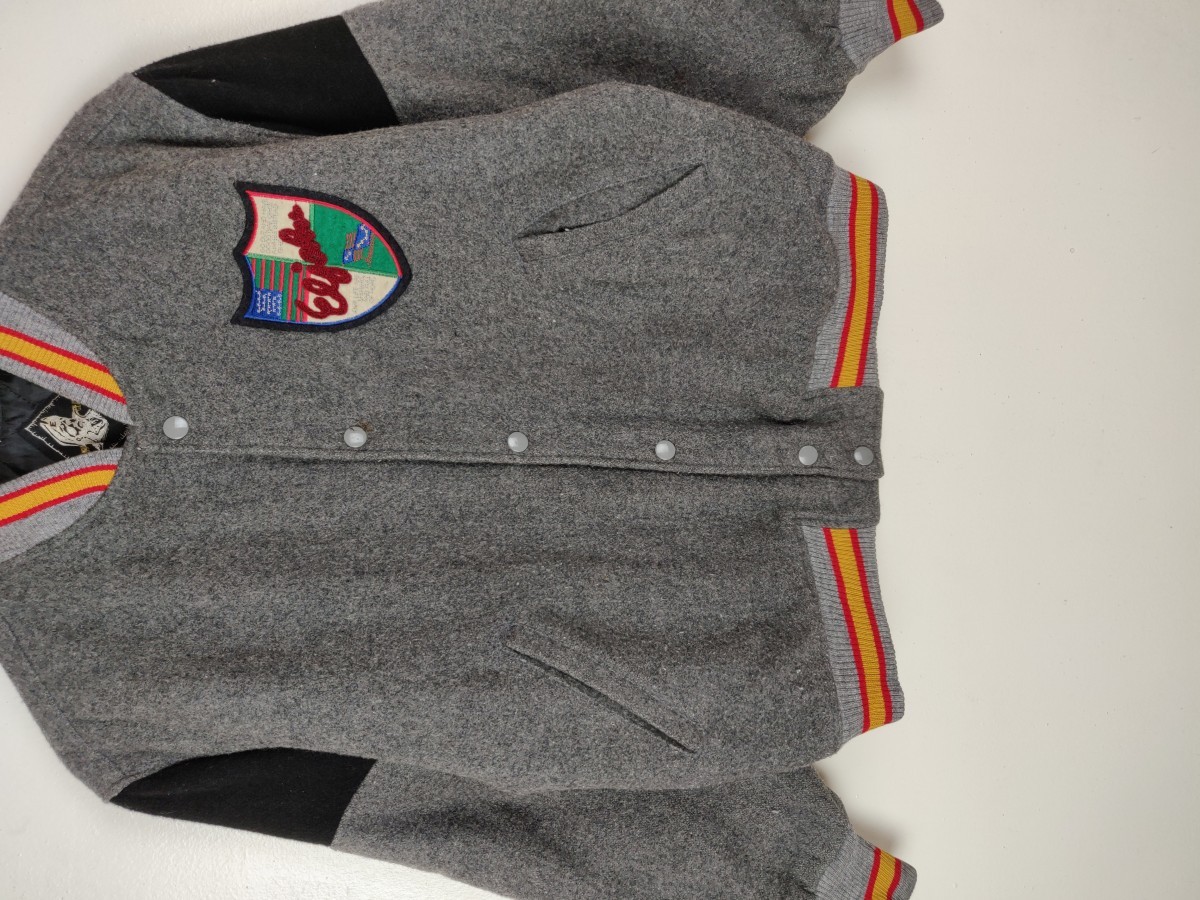 Varsity - Eljohn Classic Grey Wool Jacket Bomber Streetwear - 6