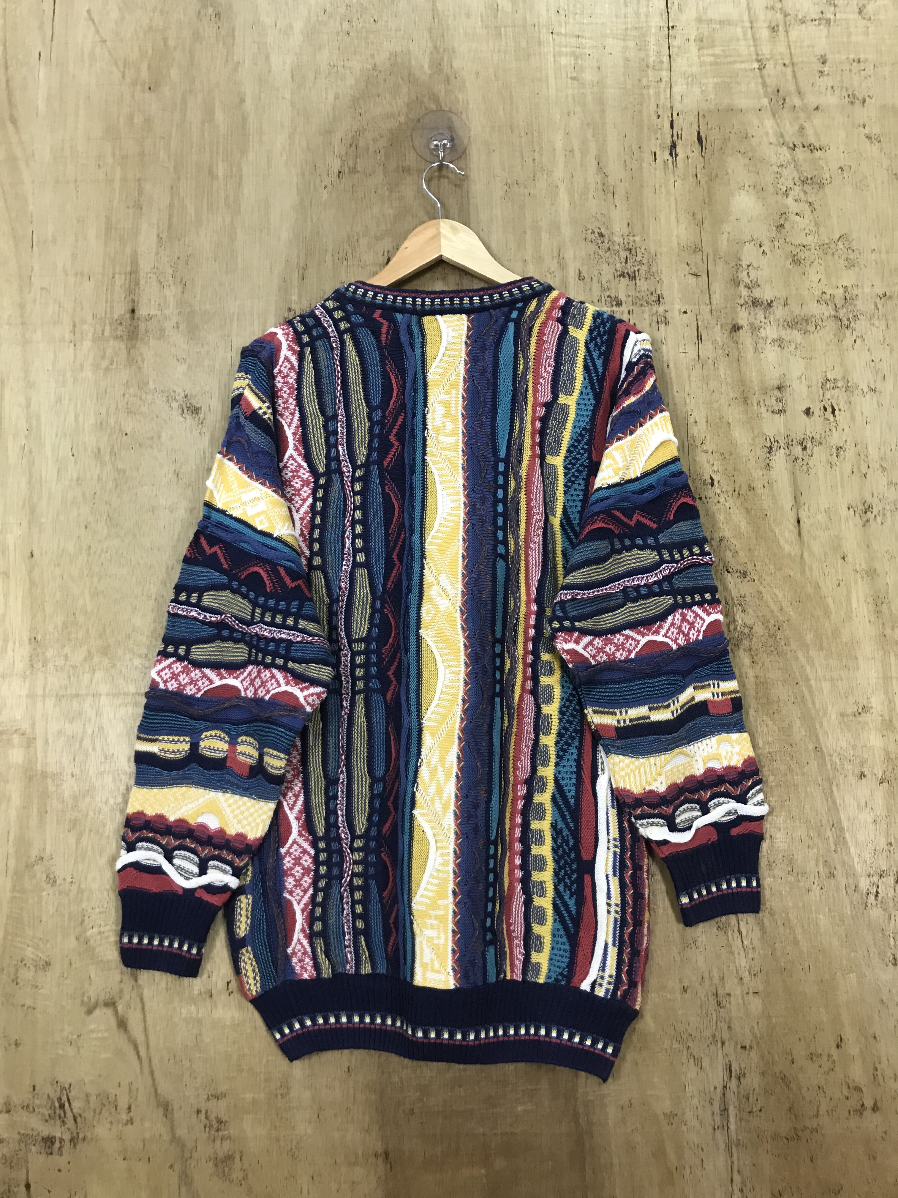 Italian Designers - Idea Uomo Italiana Coogi Style Multi Color 3D Knit Sweater - 8