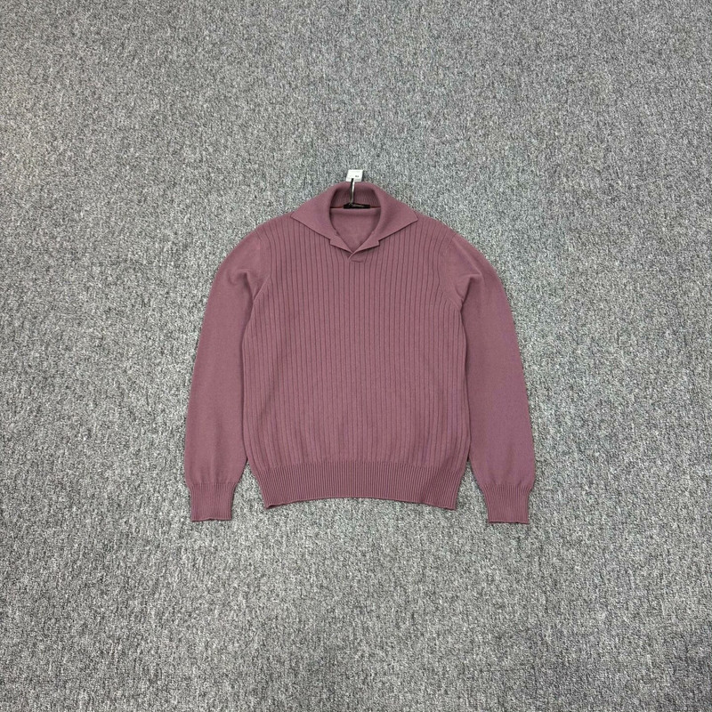 Loro Piana LP cashmere polo collar knit sweater pink - 1