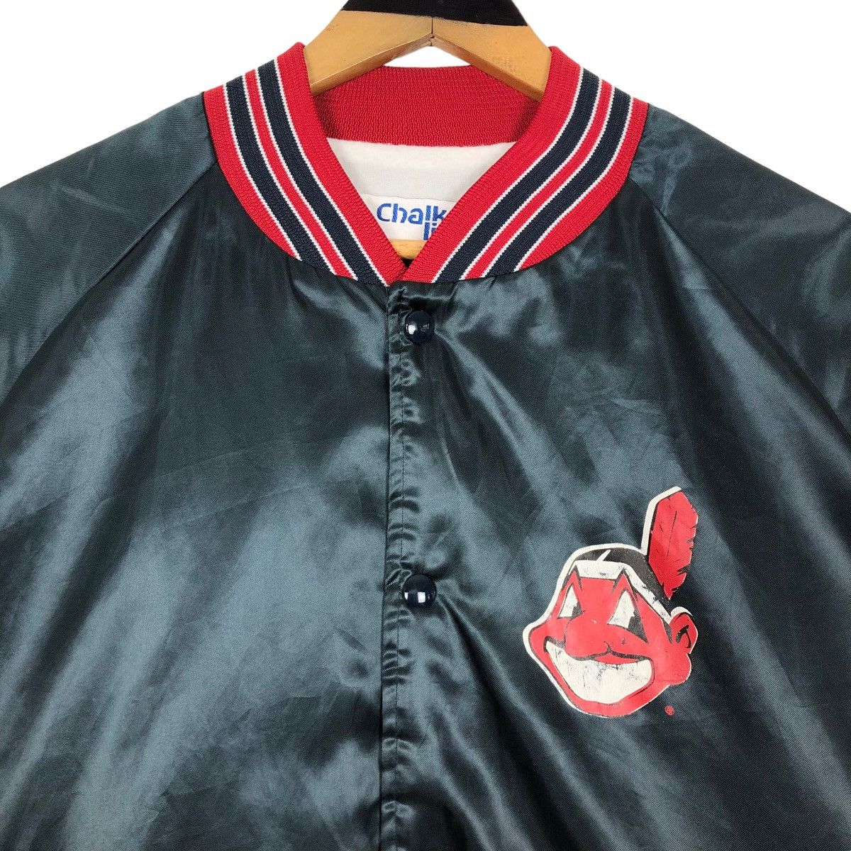 Chalk Line - Vintage 90s MLB Cleveland Indians Nylon Varsity Jacket - 9