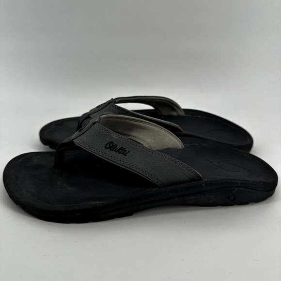 Olukai Ohana Beach Sandals Water Resistant Slip On Cushion Summer Black US 9 - 4