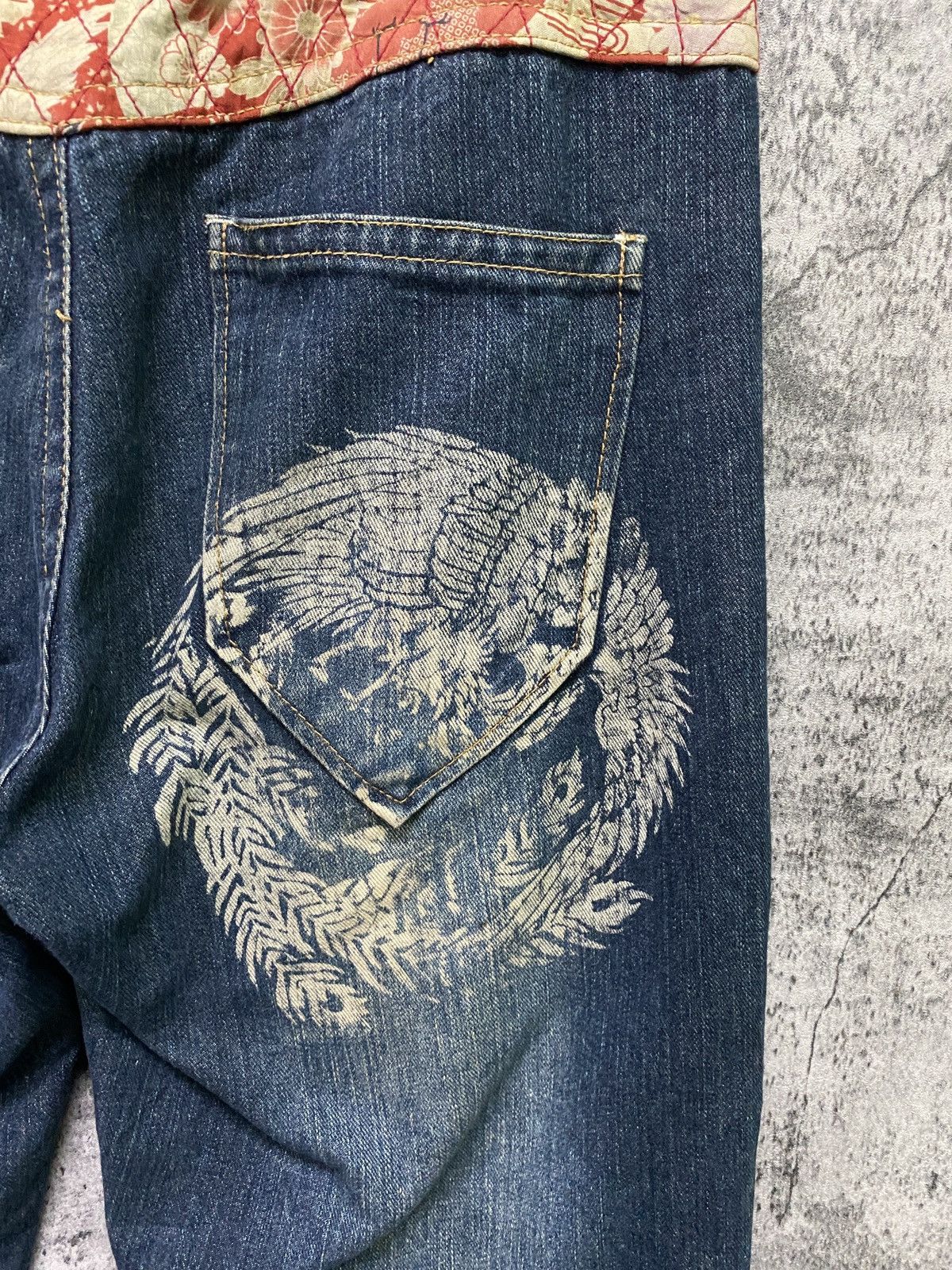 Vintage Japan Traditional Dragon Floral Designer Denim - 15