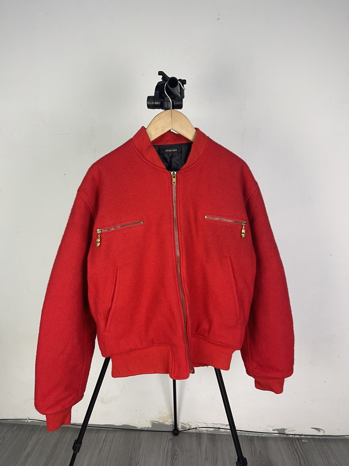 Japanese Brand - Unisex Red Private Label Back Hit Tulipan Wool Bomber Jacket - 1
