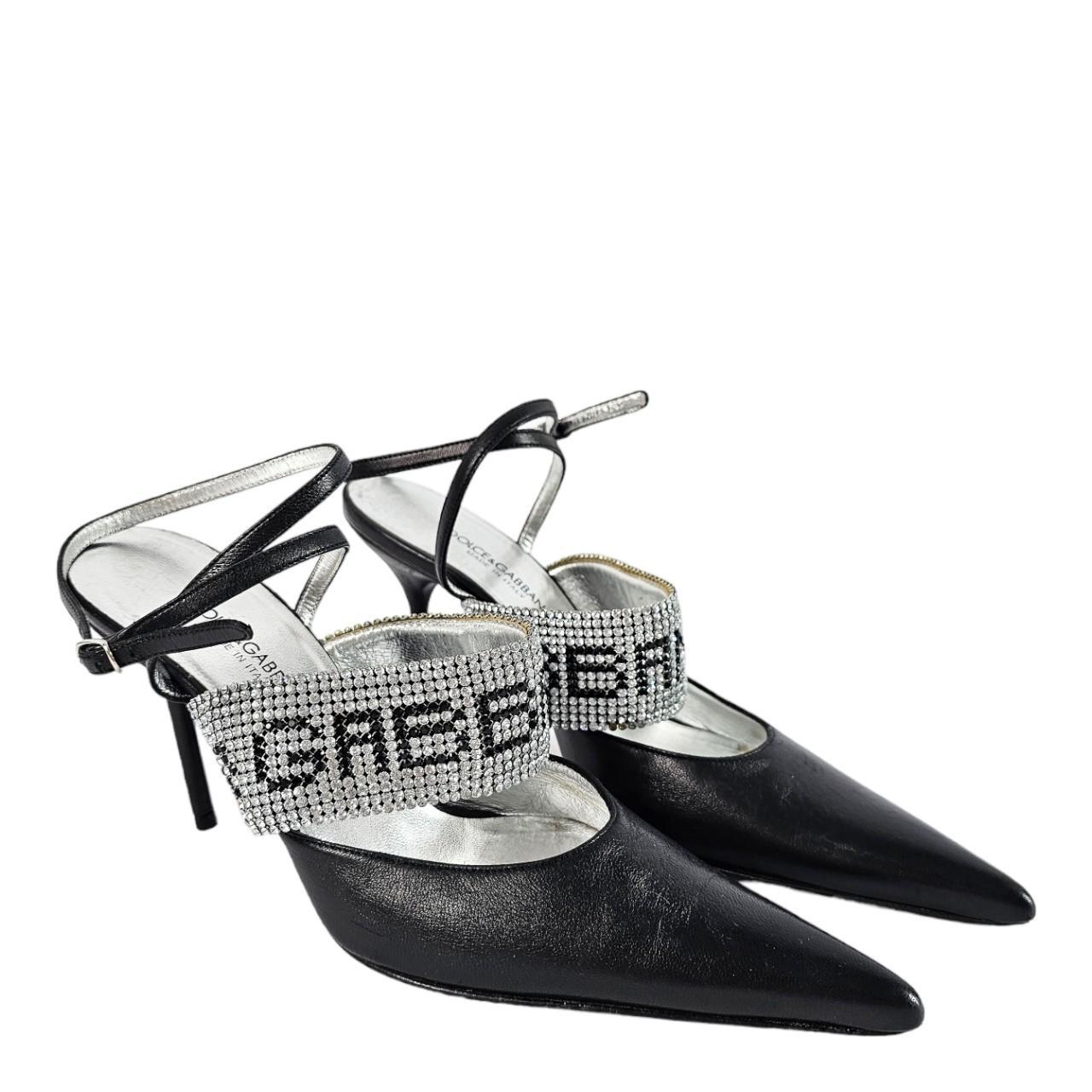 Dolce & Gabbana Women's Black and Silver Courts - 1