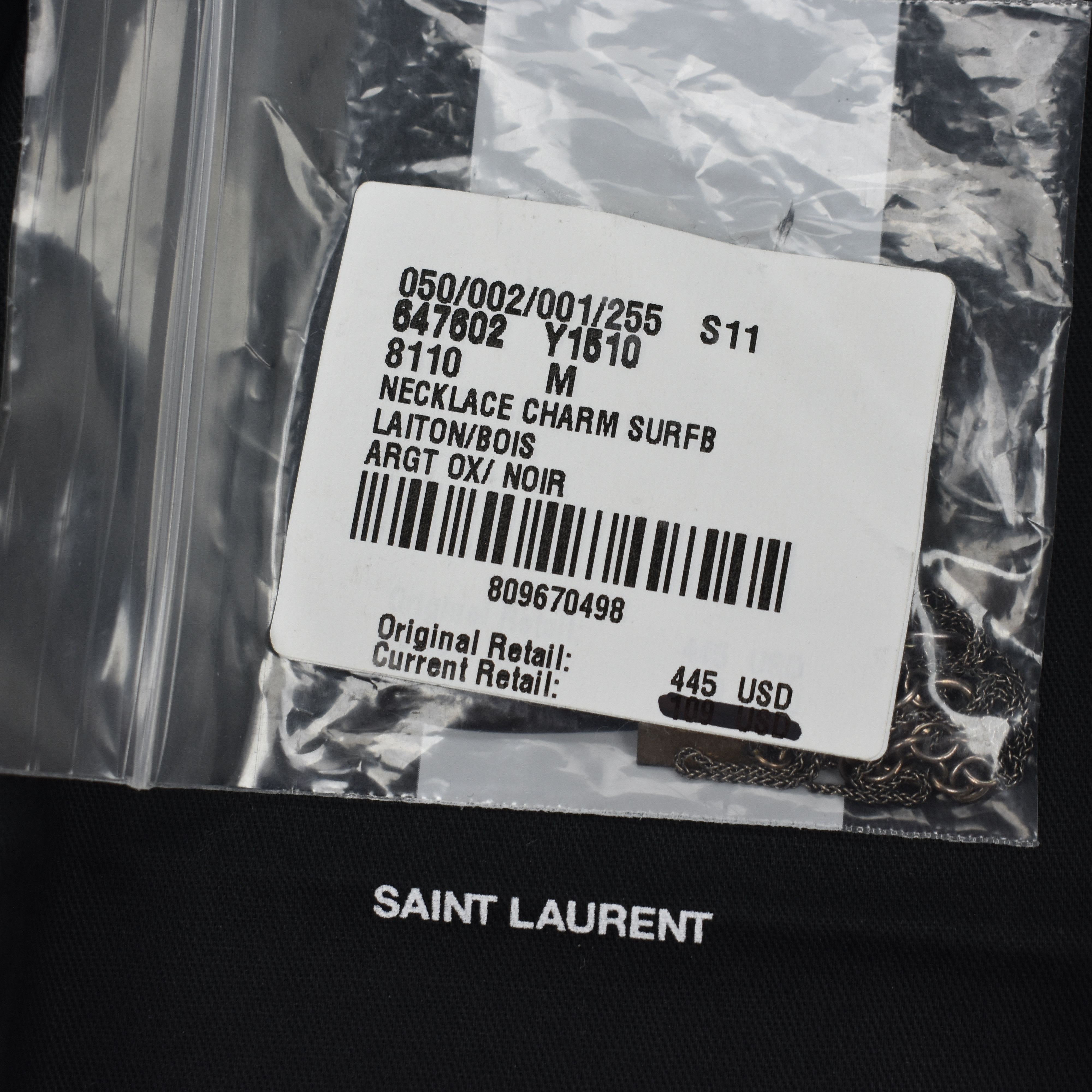 Saint Laurent Wooden Surfboard Logo Pendant Chain Necklace - 8