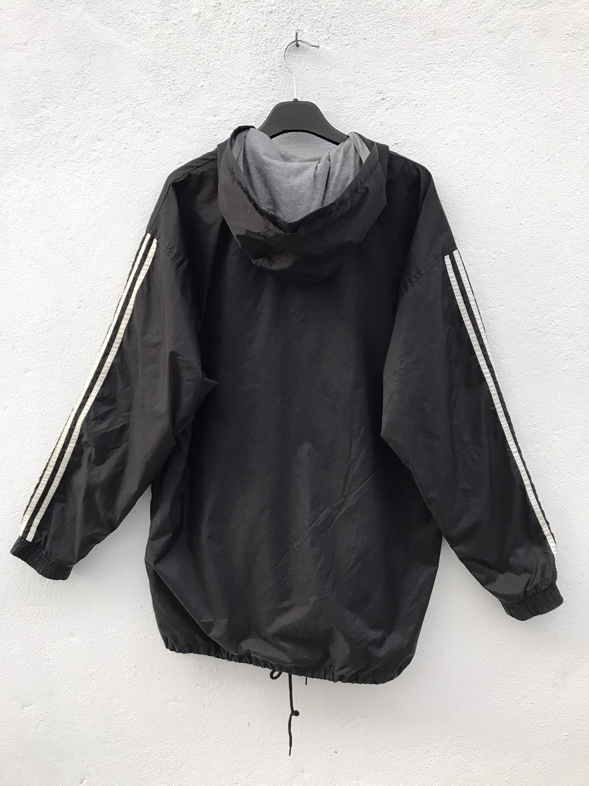 Vintage Adidas Stripe Hooded Windbreaker Jacket - 2